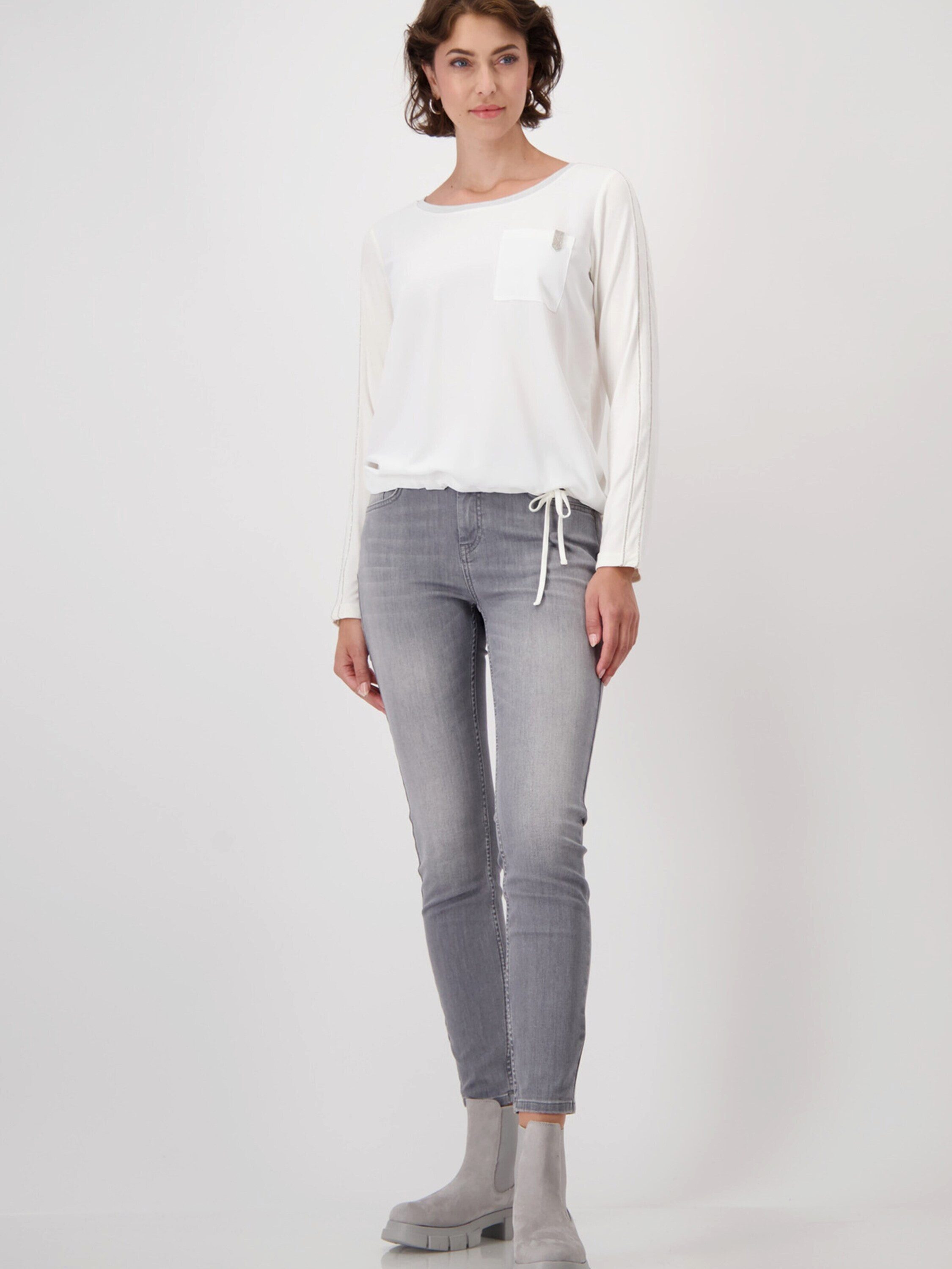 Monari Langarmshirt (1-tlg) Drapiert/gerafft