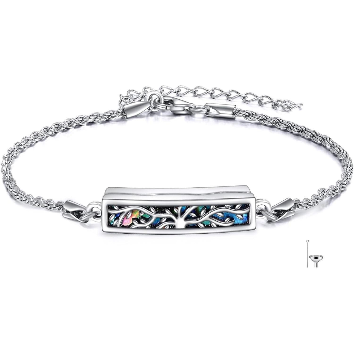 LuxusKollektion Charm-Armband Urnenarmband Asche Sterlingsilber Kremation Anhänger Damen Lebensbaum