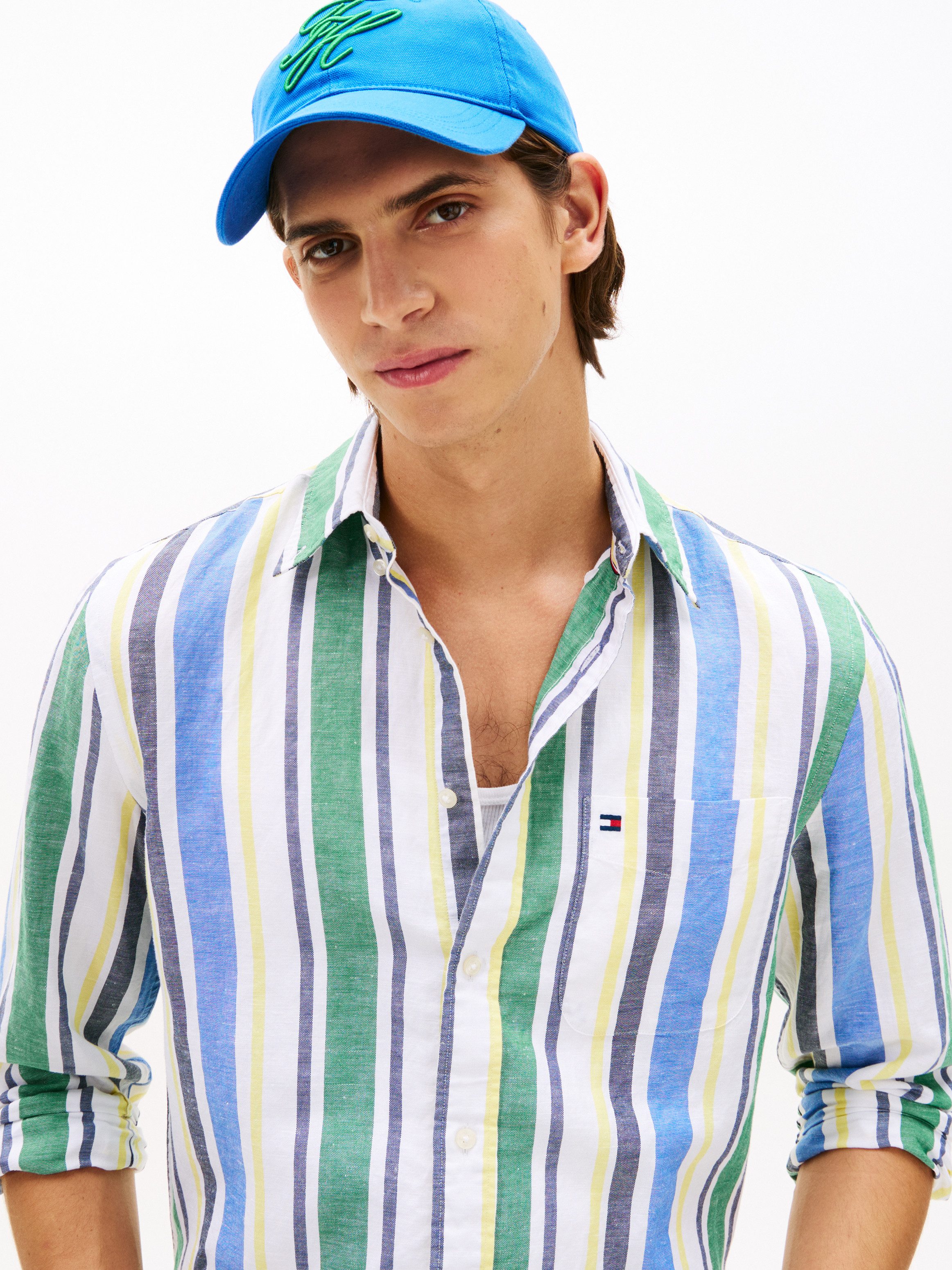 Tommy Hilfiger Langarmhemd LINEN BLEND BOLD STRIPE regular fit, Leinenmix, mit Streifen