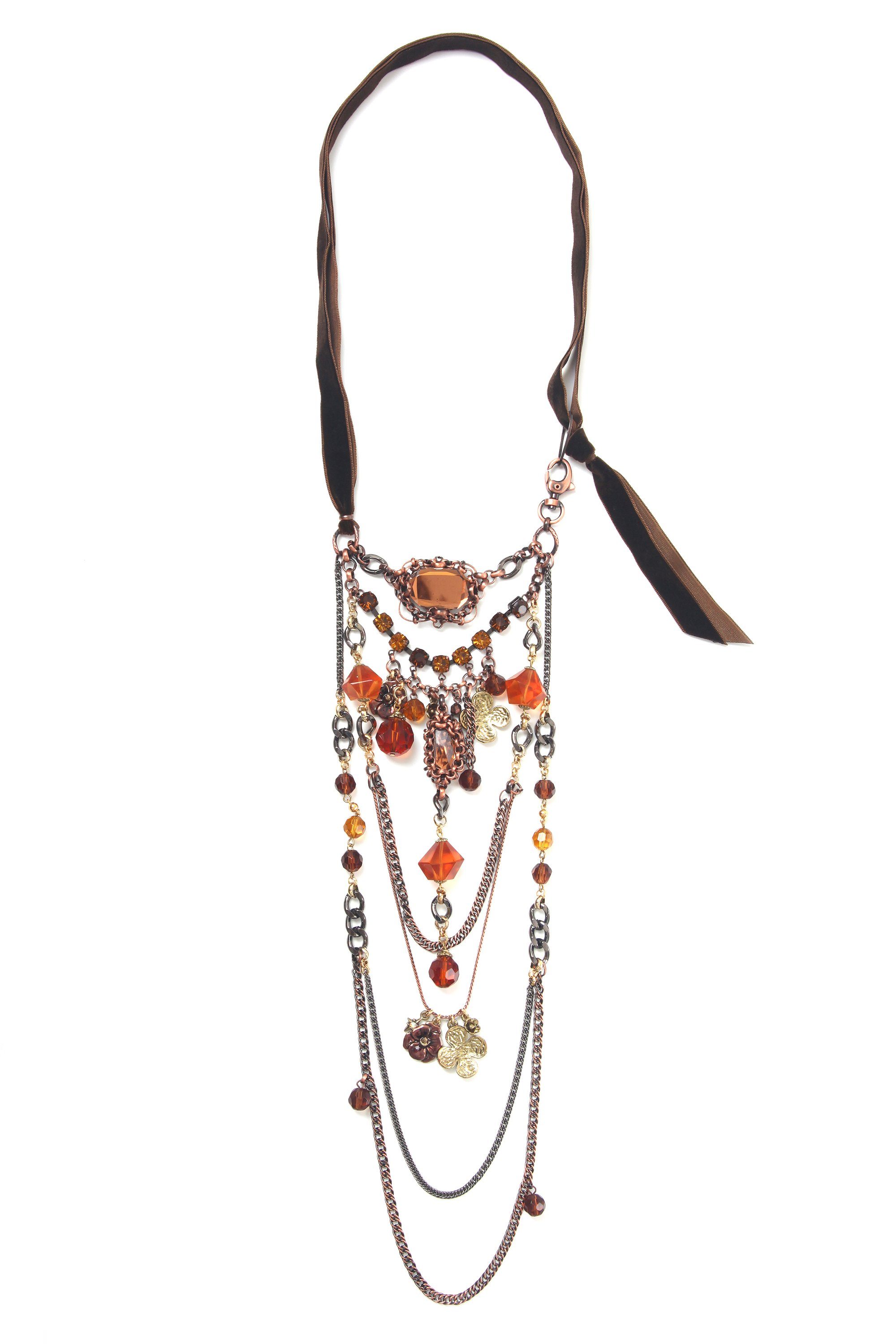 COLLEZIONE ALESSANDRO Lange Kette Corin, mit Glassteinen und -perlen