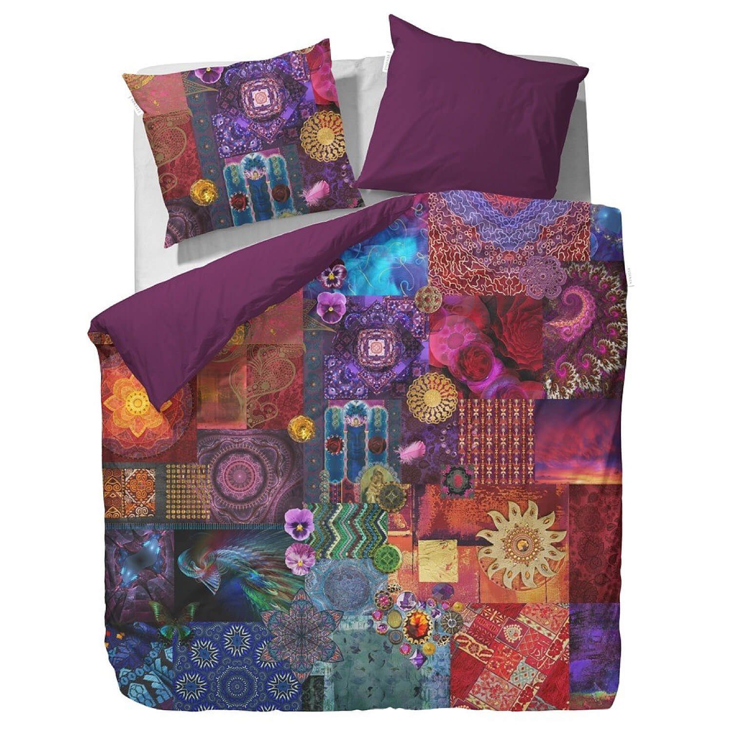 Essenza Bettwäsche Delhi purple, Satin, 2 teilig, Mandala, heilige Madonna, günstig online kaufen