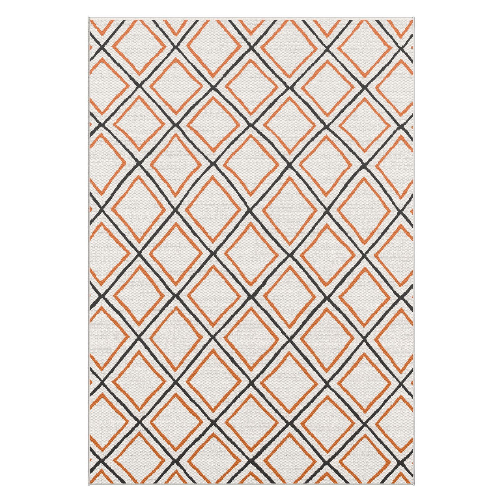 Outdoorteppich Berber, Erhältlich in 3 Farben & 4 Größen, Wohnteppich, Karat, Rechteckig, Höhe: 7 mm, pflegeleicht, Terrasse Creme-Orange