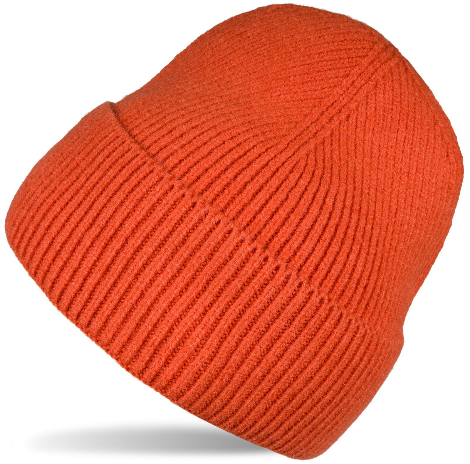 styleBREAKER Strickmütze (1-St) Strickmütze mit Rippenmuster Orange