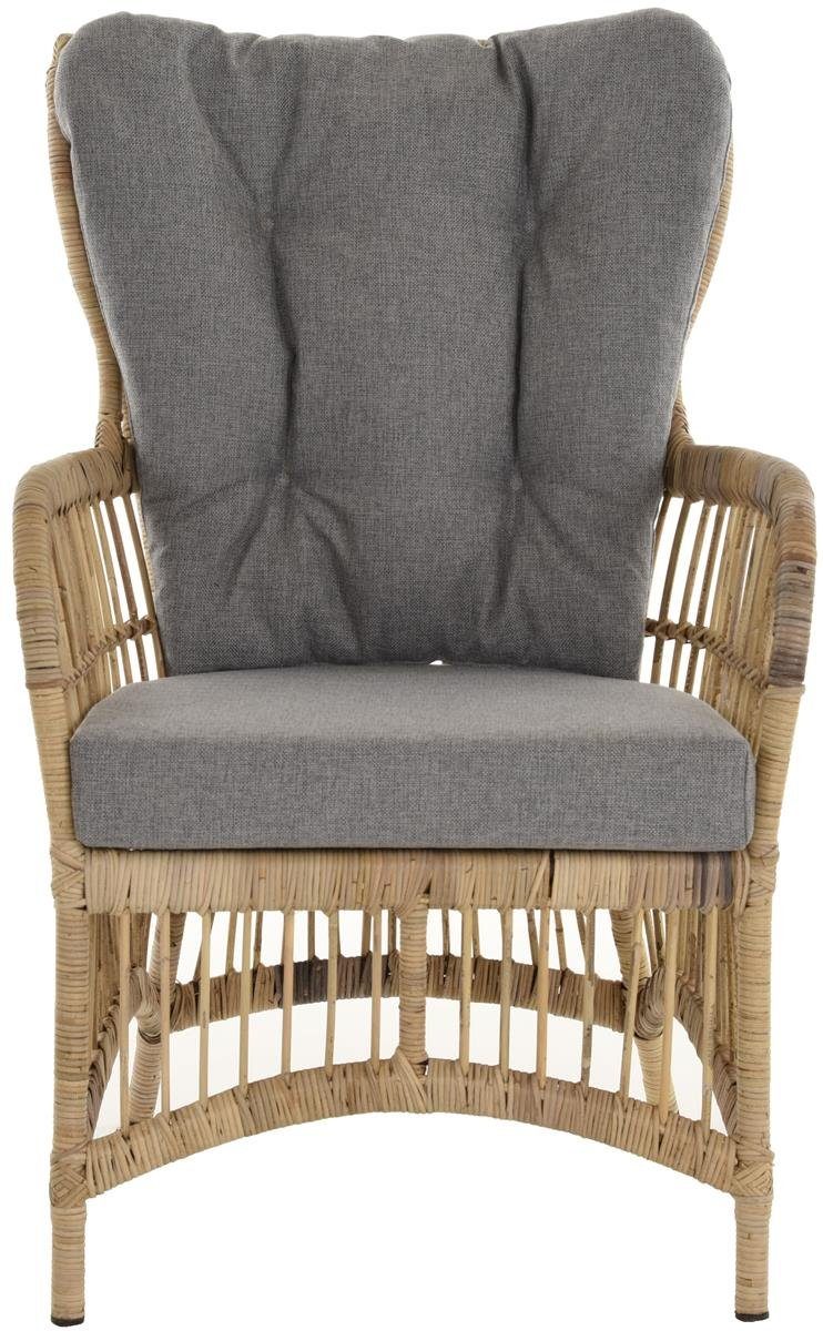 Krines Home Relaxsessel Rattan Ohrensessel mit Hocker/ Rattan-Sessel mit hoher Rückenlehne