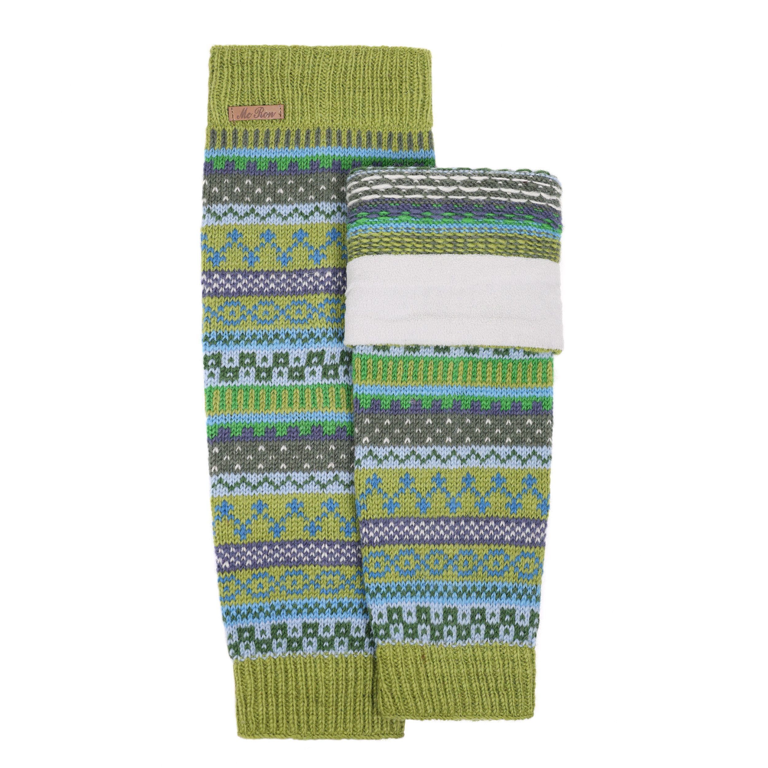 McRon Beinstulpen Gestrickte Stulpen im Norweger Design Modell Maleg, mit Fleeceband