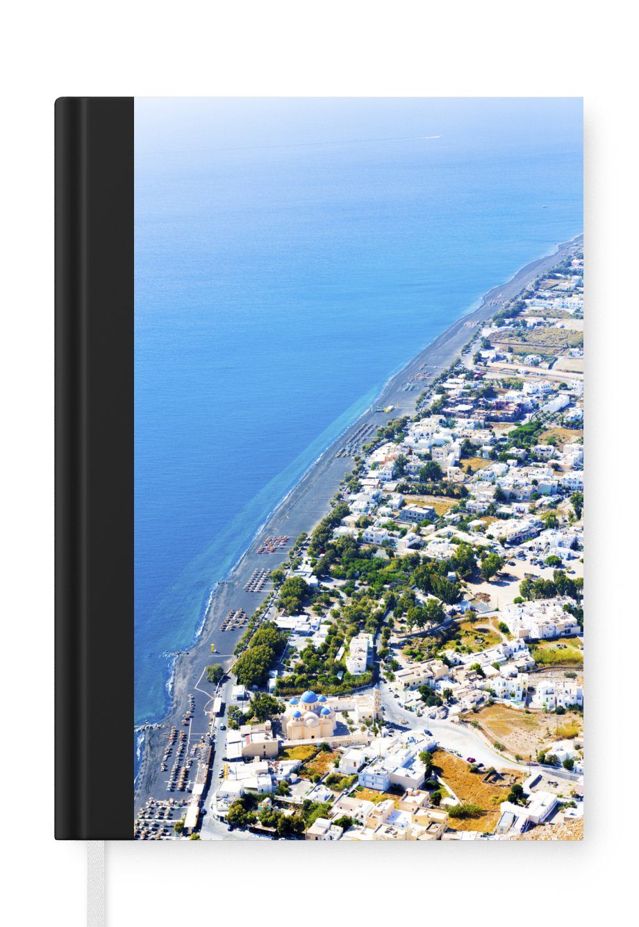 MuchoWow Notizbuch Luftaufnahme der Küste von Santorin Griechenland, Journal, Merkzettel, Tagebuch, Notizheft, A5, 98 Seiten, Haushaltsbuch