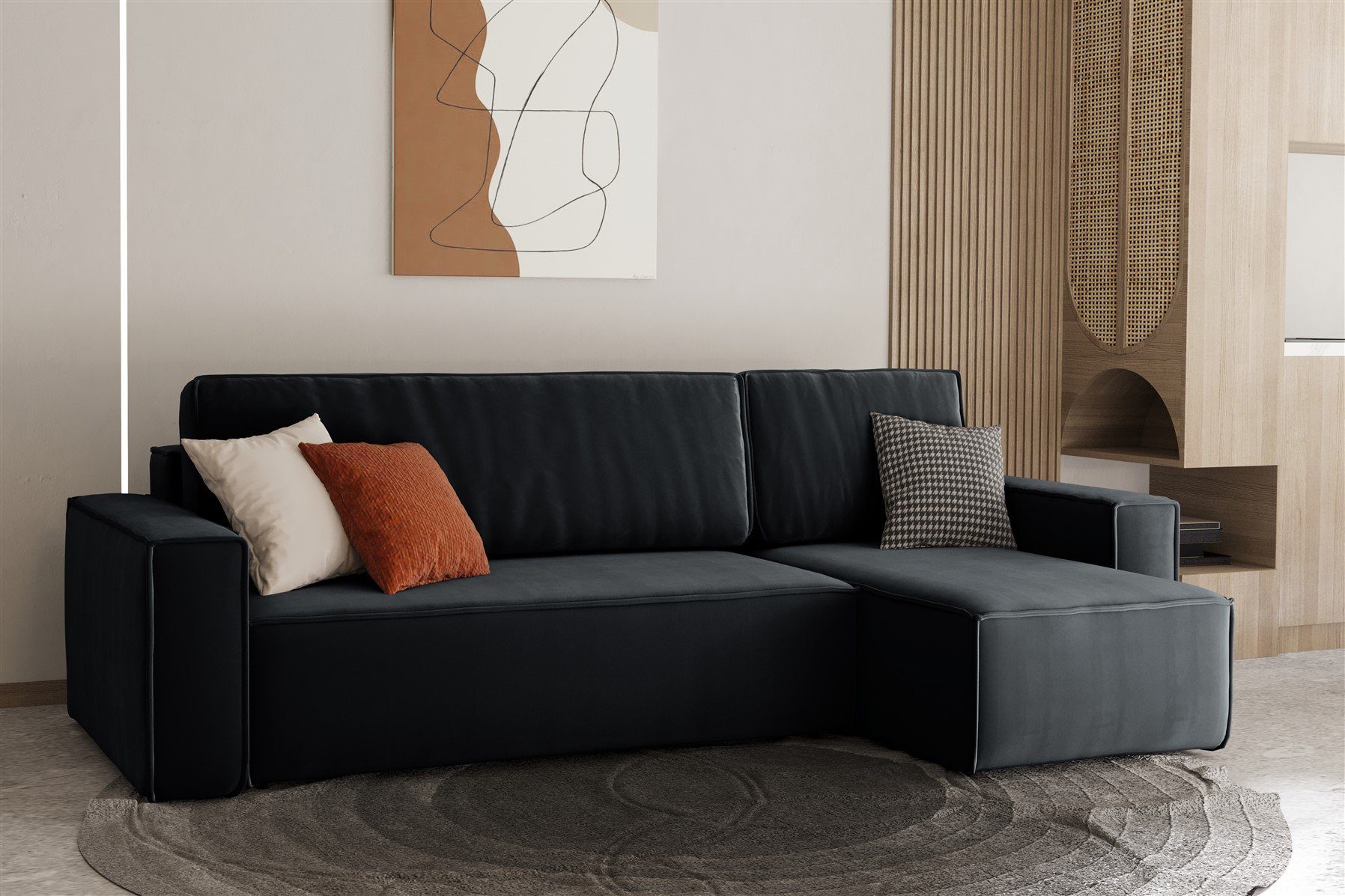 Fun Möbel Ecksofa Ecksofa MARIS mit Ottomane in Stoff Swing, mit Schlaffunktion, Rundumbezug