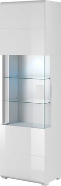 INOSIGN Vitrine Toledo,Höhe 204 cm trendige Glasvitrine mit dekorative Fräsungen Standvitrine ohne Beleuchtung, viel Stauraum, hochglanz Front MDF