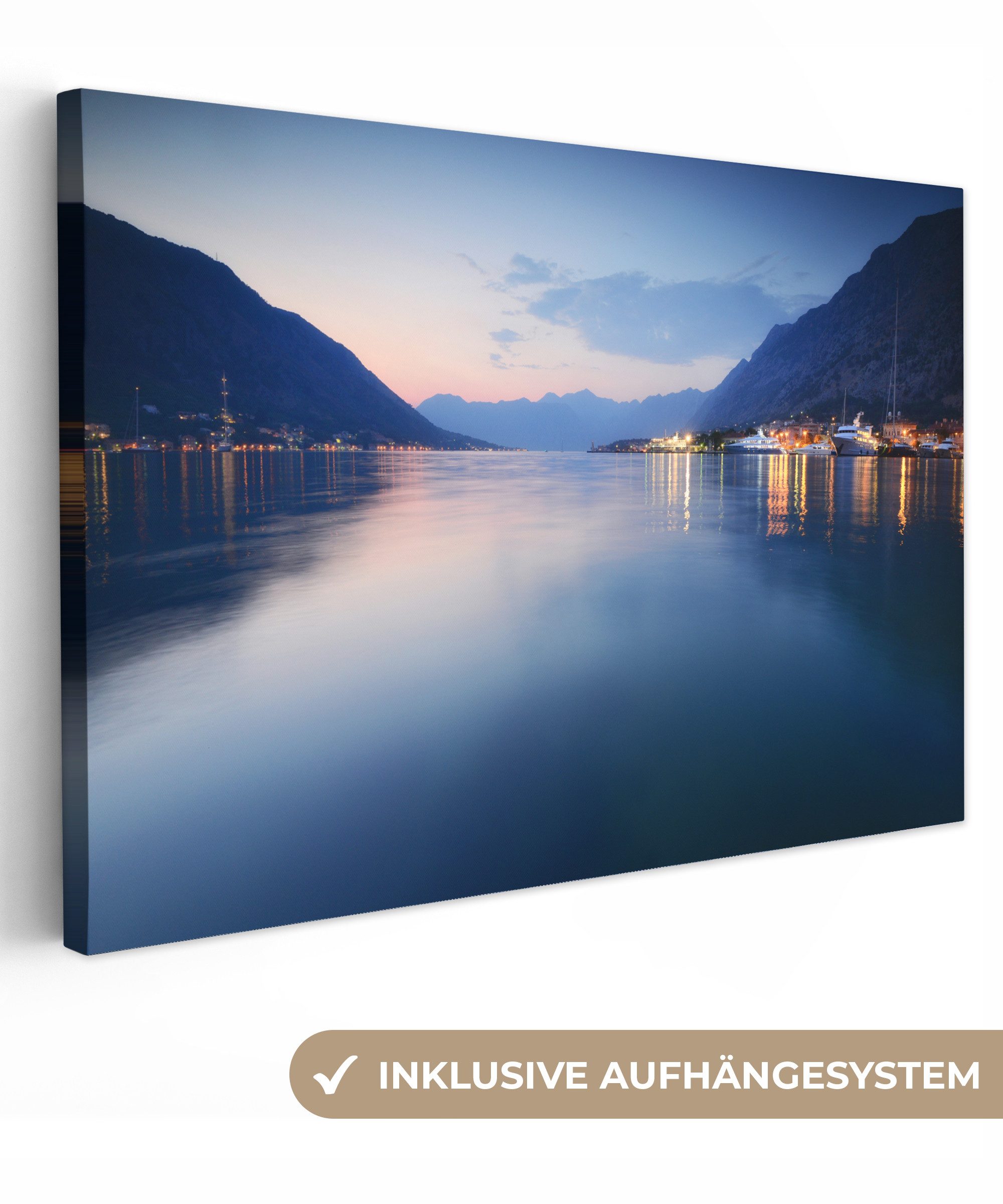 OneMillionCanvasses® Leinwandbild Bucht von Kotor mit Sonnenuntergang in Mo günstig online kaufen