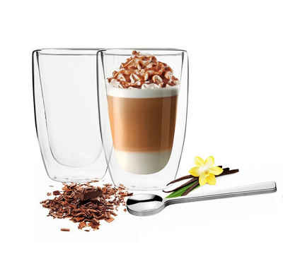 Sendez Thermoglas Doppelwandige Latte Macchiato Gläser 450ml Kaffegläser, 2