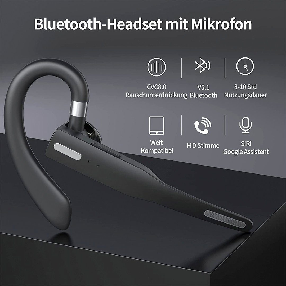 Bluetooth Ohrhöre) Headset,Kabellos Bluetooth (für Rauschunterdrückung Bluetooth-Kopfhörer Gontence Telefon iPhone Mikrofon Android Business/Büro/Fahren,Kompatibel 5.1