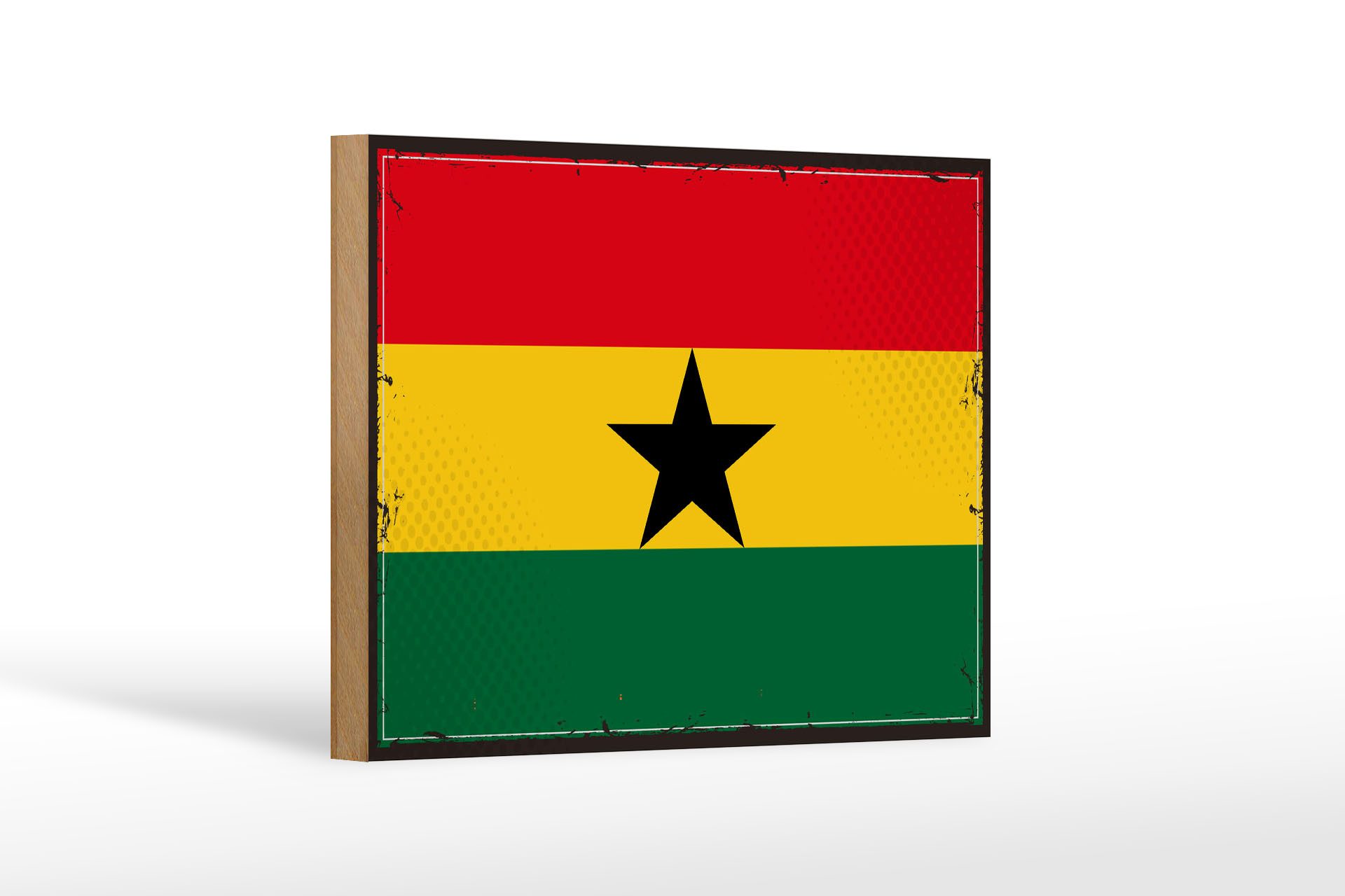 Femer GmbH Holzbild Flagge Ghanas 18x12 cm Retro Flag of Ghana, Flaggen (1 St), Glatte Holzfaserplatte (MDF), vorn beschichtet