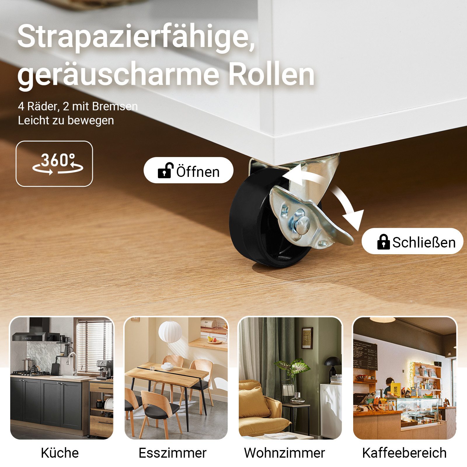 SoBuy Küchenwagen FKW132, Servierwagen mit Rollen Küchentrolley Beistellwagen, Küchenregal Küchenschrank auf Rollen, mit Gewürzregal, Küche Esszimmer – Bild 5 von 5