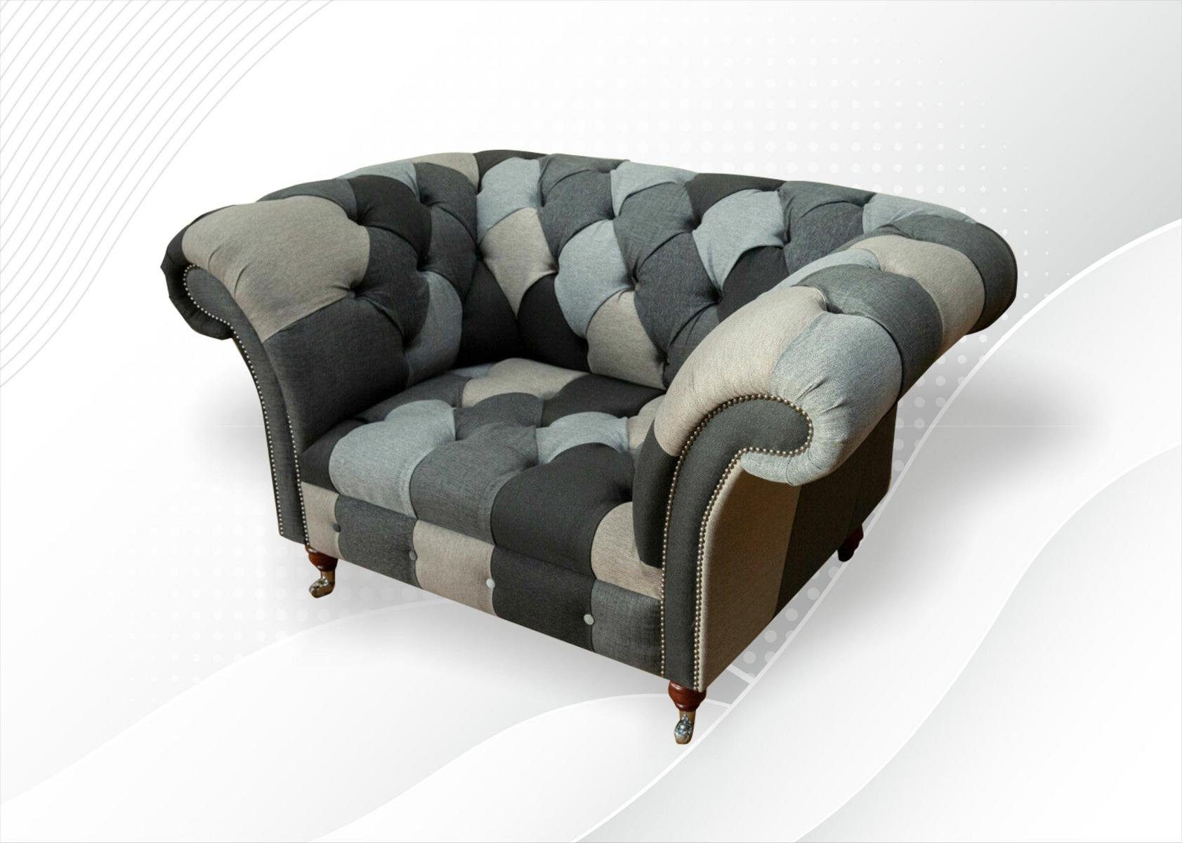 Chesterfield Couch Made Sitzer JVmoebel Designer Polster Sofa Europe Stoff Sessel Luxus 1.5 in Sofa,
