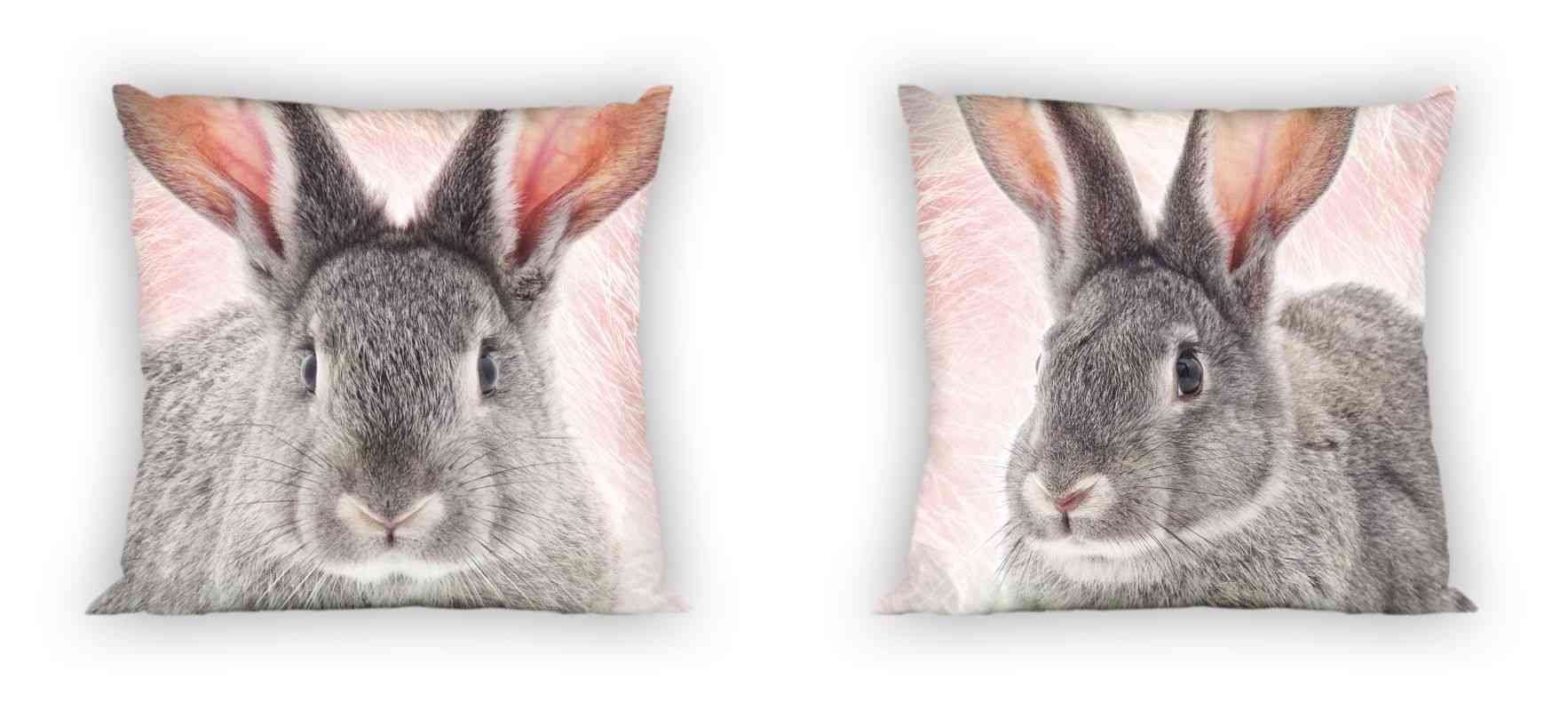 Faro Dekokissen Kissen Kuschelkissen Dekokissen mit Hase Kaninchen 40 x 40 cm