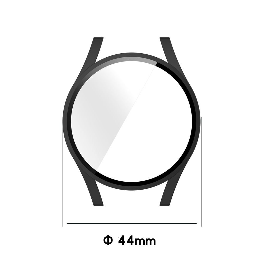 Wigento Smartwatch-Hülle Für Samsung Galaxy Watch 4 44mm Smart Hülle + Hart Glas Transparent Etuis Cover Tasche