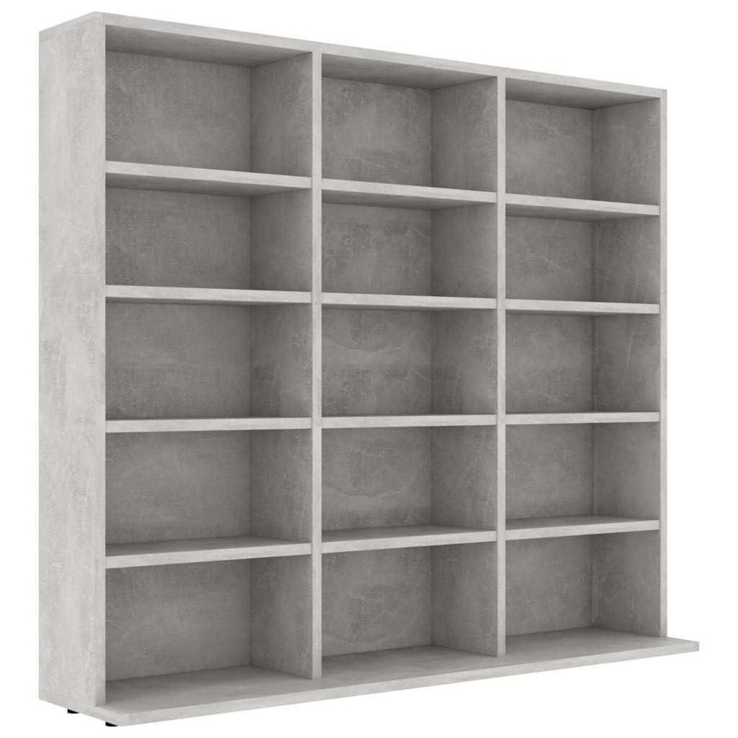 LuxusKollektion CD-Regal CD Regal 15 Fächer Betongrau 100x23x89,5cm Holzwerkstoff, 1-tlg.