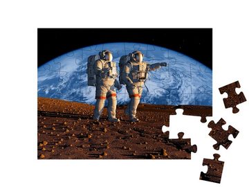 puzzleYOU Puzzle Gruppe von Astronauten auf dem Planeten, 48 Puzzleteile, puzzleYOU-Kollektionen