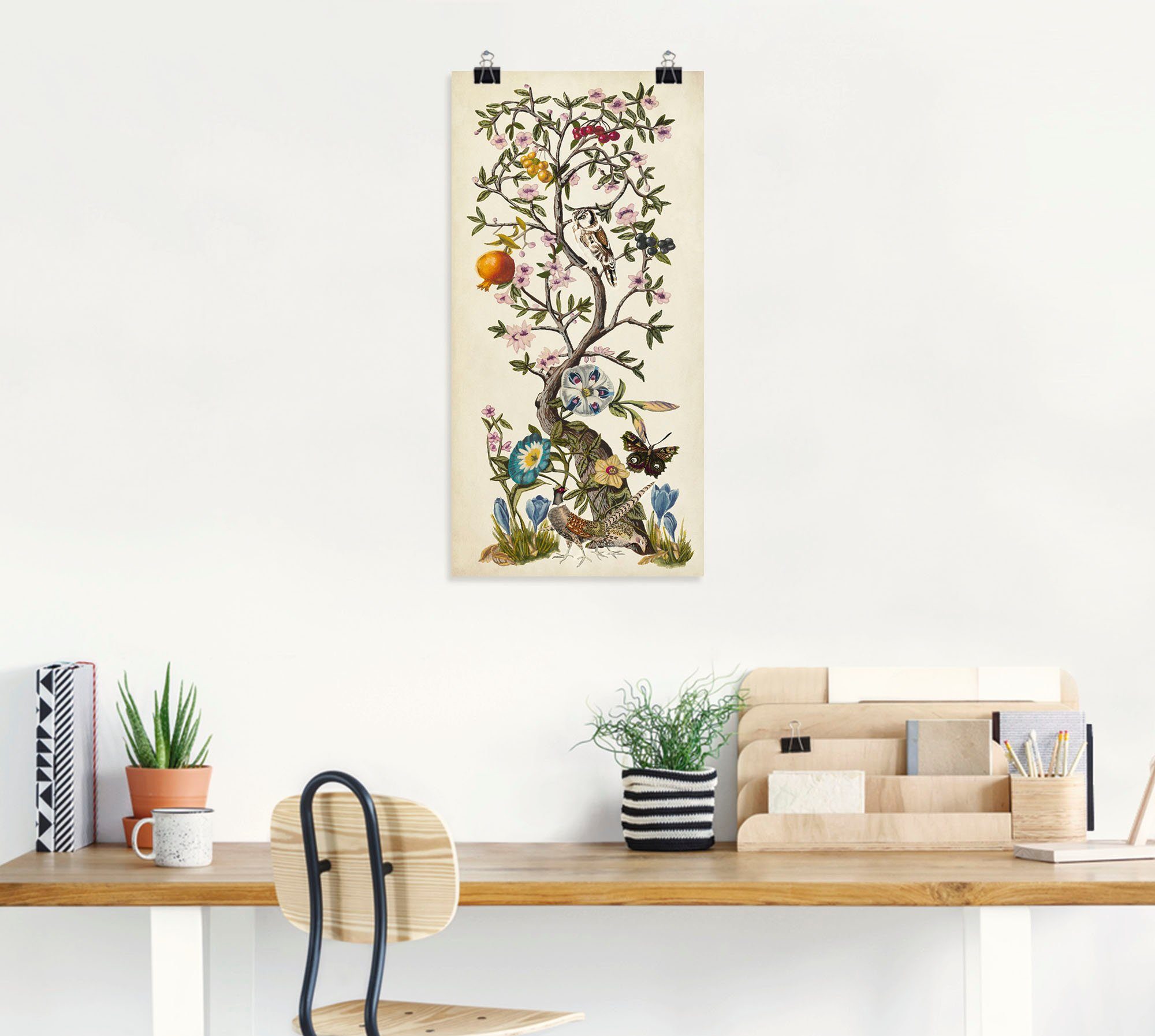 versch. als Wandbild oder Pflanzen Leinwandbild, Poster Natur (1 Chinoiserie St), Größen I, Alubild, Artland in Wandaufkleber