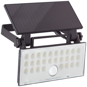 Lightbox LED Außen-Wandleuchte, Dimmfunktion, LED fest integriert, 4100, LED Außenwandlampe, Solar, Bewegungsmelder, schwenkbar, 1000 lm