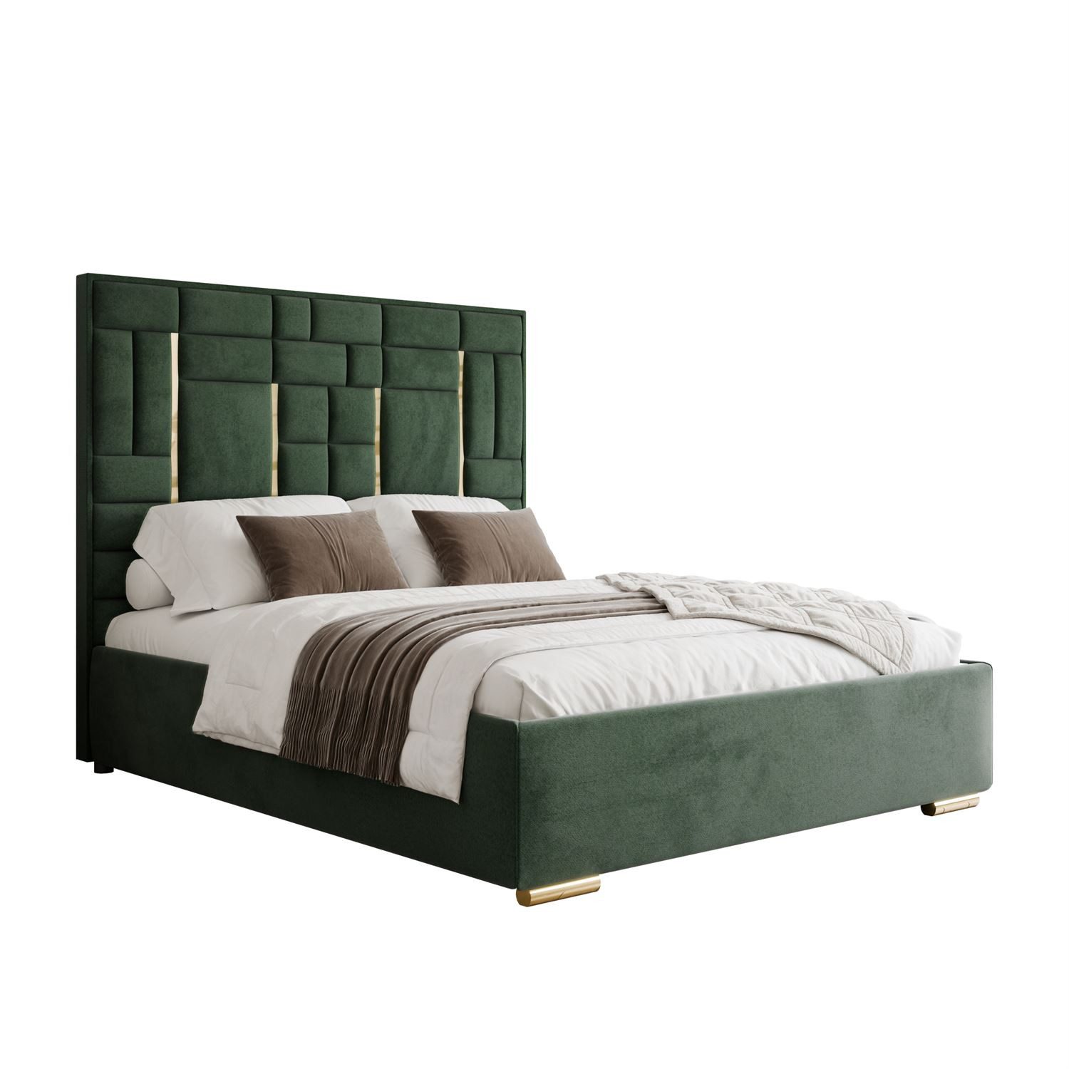 Lookway Polsterbett BRIGITTE GOLD mit Bettkasten (Bett mit Metallgestell)