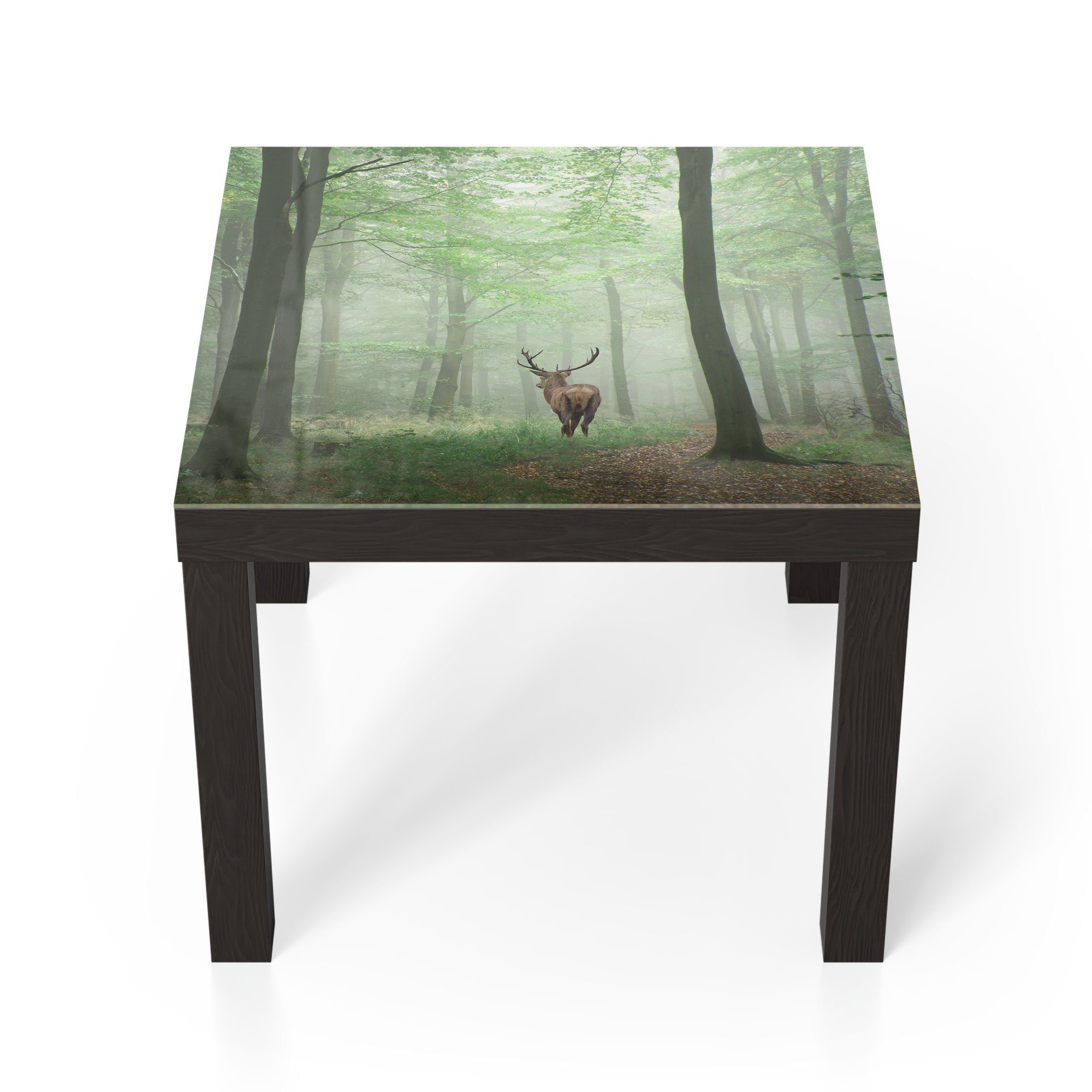 DEQORI Couchtisch 'Hirsch zwischen Bäumen', Glas Beistelltisch Glastisch modern Schwarz