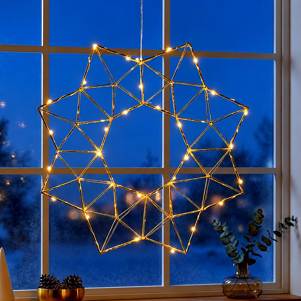 EGLO LED Stern, LED-Leuchtmittel fest verbaut, Warmweiß, LED Fensterdekoration Hängelampe Weihnachtsbeleuchtung Stern D 40 cm