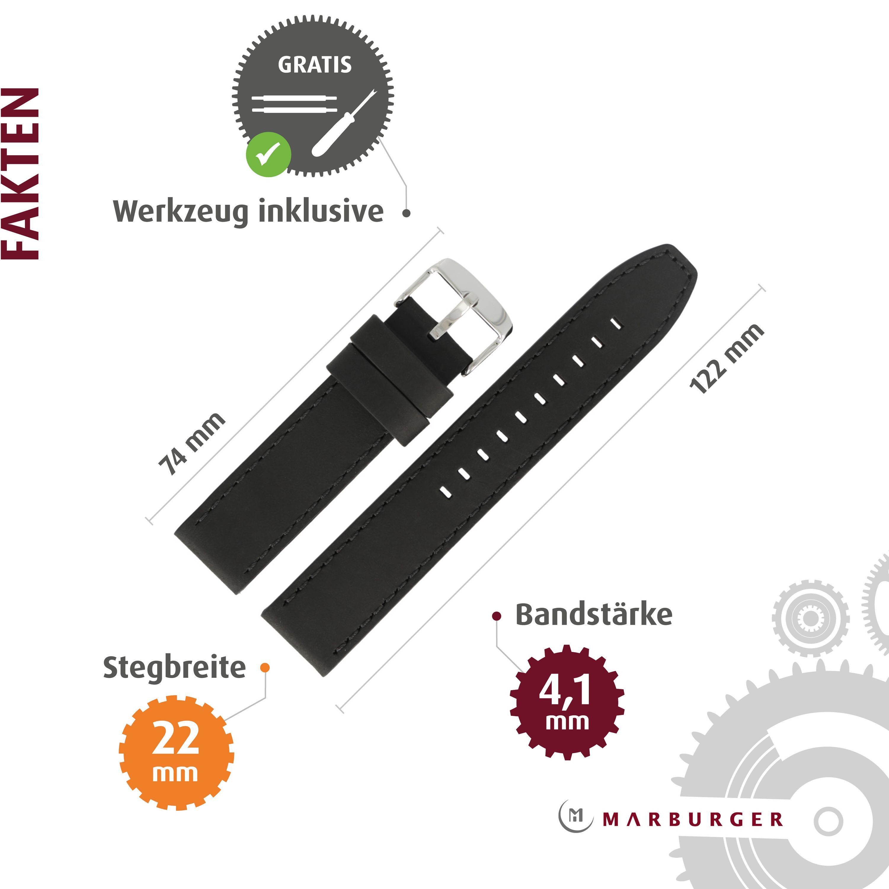 MARBURGER Uhrenarmband 22mm Leder