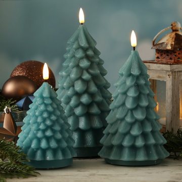 Deluxe Homeart LED-Kerze Tannenbaum Weihnachtsbaum Deluxe Echtwachs flackernd H:11cm dunkelgrün (1-tlg)