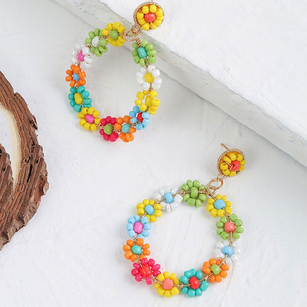 AUzzO~ Paar Ohrhänger Earrings Ohrringe Bridal Floral Jewelry Ladies Multicolor Cute Paar