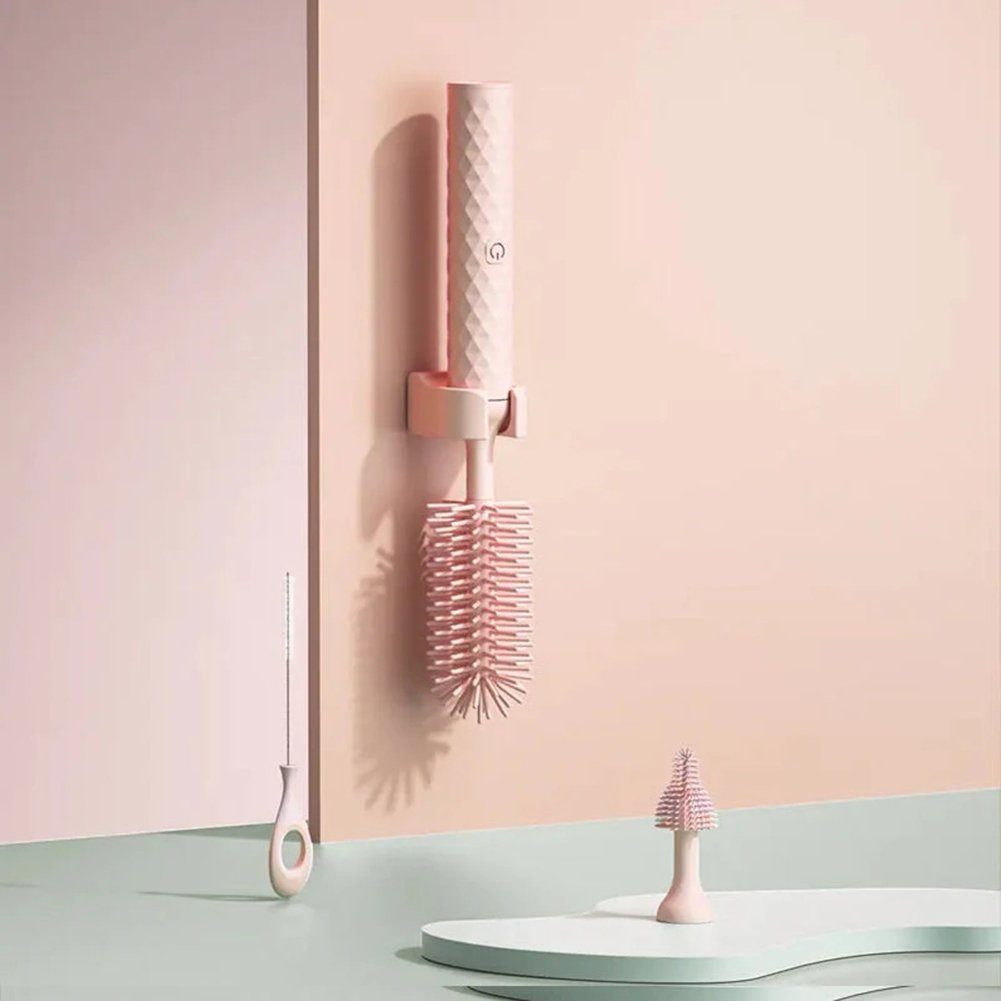 Blusmart Reinigungsbürste Elektrische Silikon-Flaschenbürste, 360° Drehbares pink A