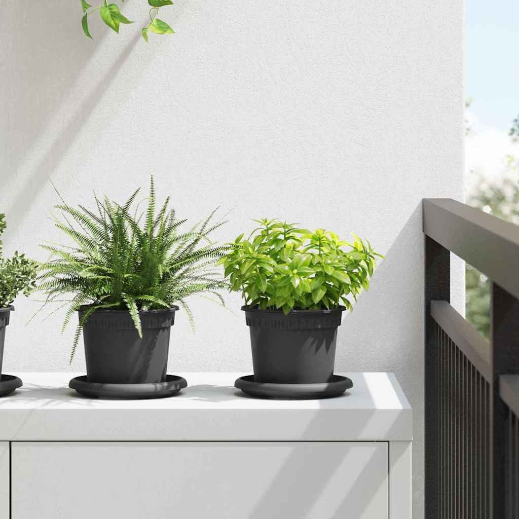 furnicato Blumentopf Runder 12,5 x 10 cm Schwarz (1 St), Mit Abflusslöchern ausgestatteter Blumenkübel für deinen Balkon