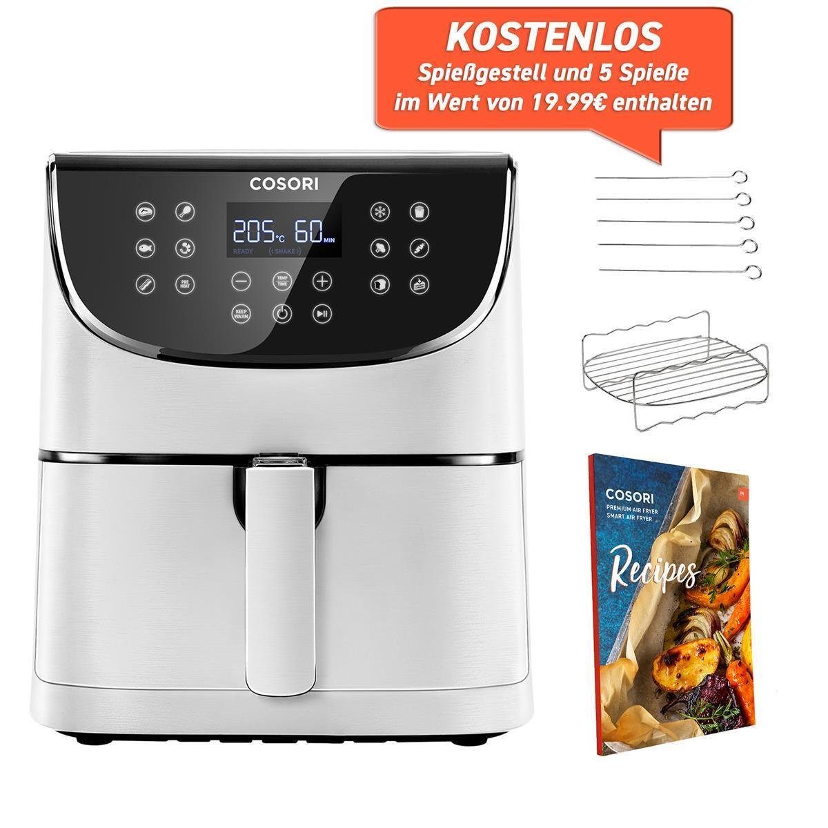 Cosori Heißluftfritteuse - Premium 5.5L XXL Heißluftfritteusen-Set, 1700 W weiß