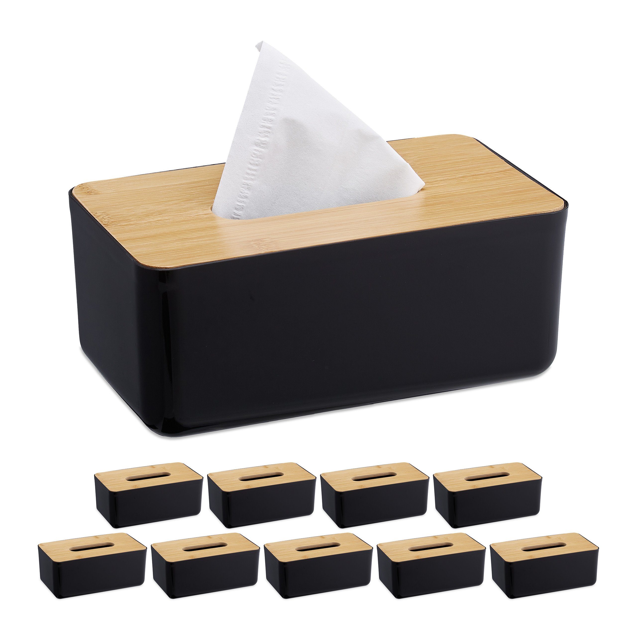 Badorganizer 10 x Taschentuchbox Bambusdeckel