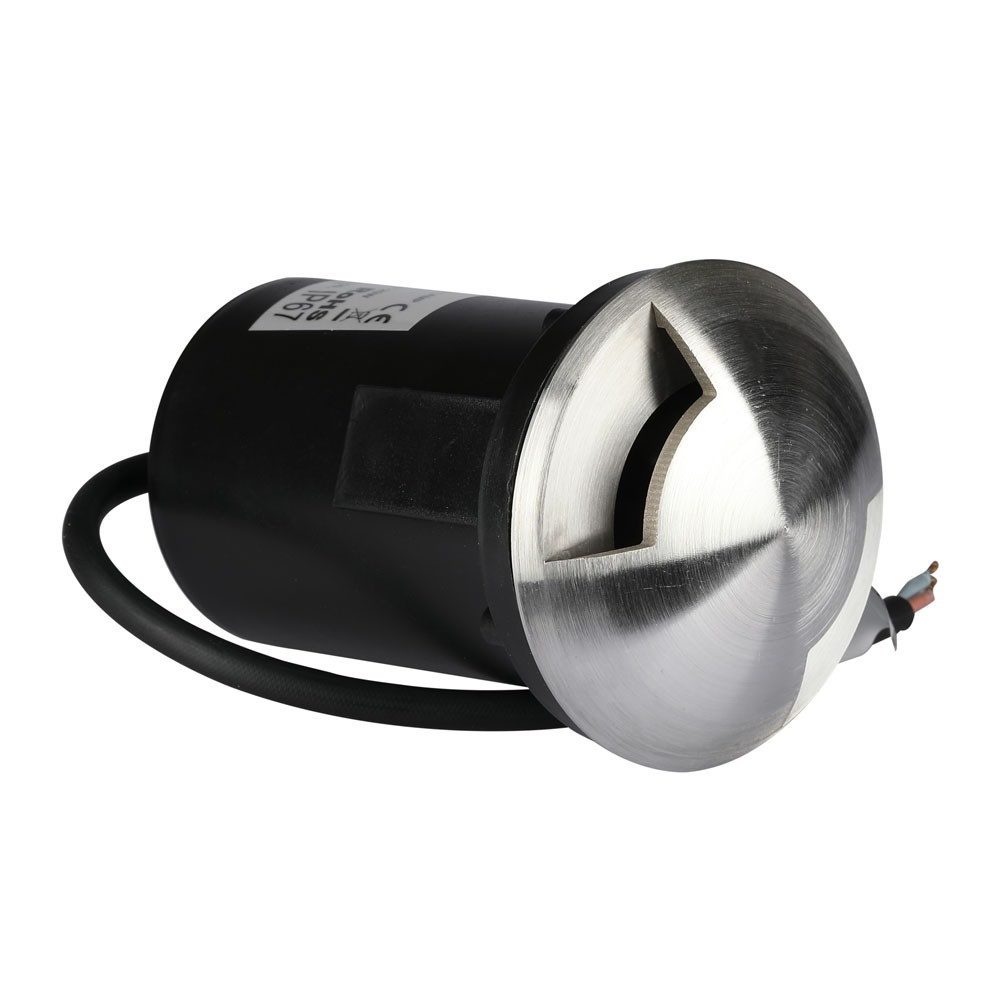 V-TAC Einbauleuchte, Leuchtmittel nicht inklusive, Bodenstrahler Außenleuchte Edelstahl schwarz silber IP67 D 8,7 cm