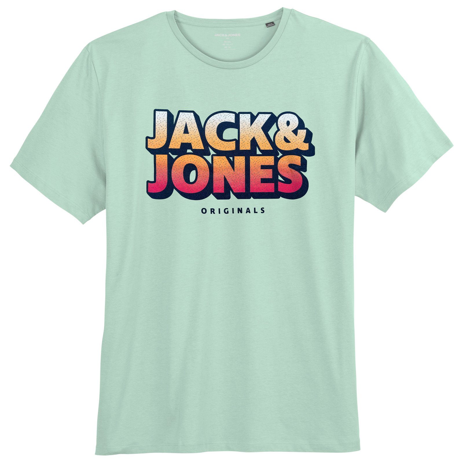 Jack & Jones Rundhalsshirt Große Größen Herren T-Shirt hellmint Farbverlauf-Logoprint Jack&Jones