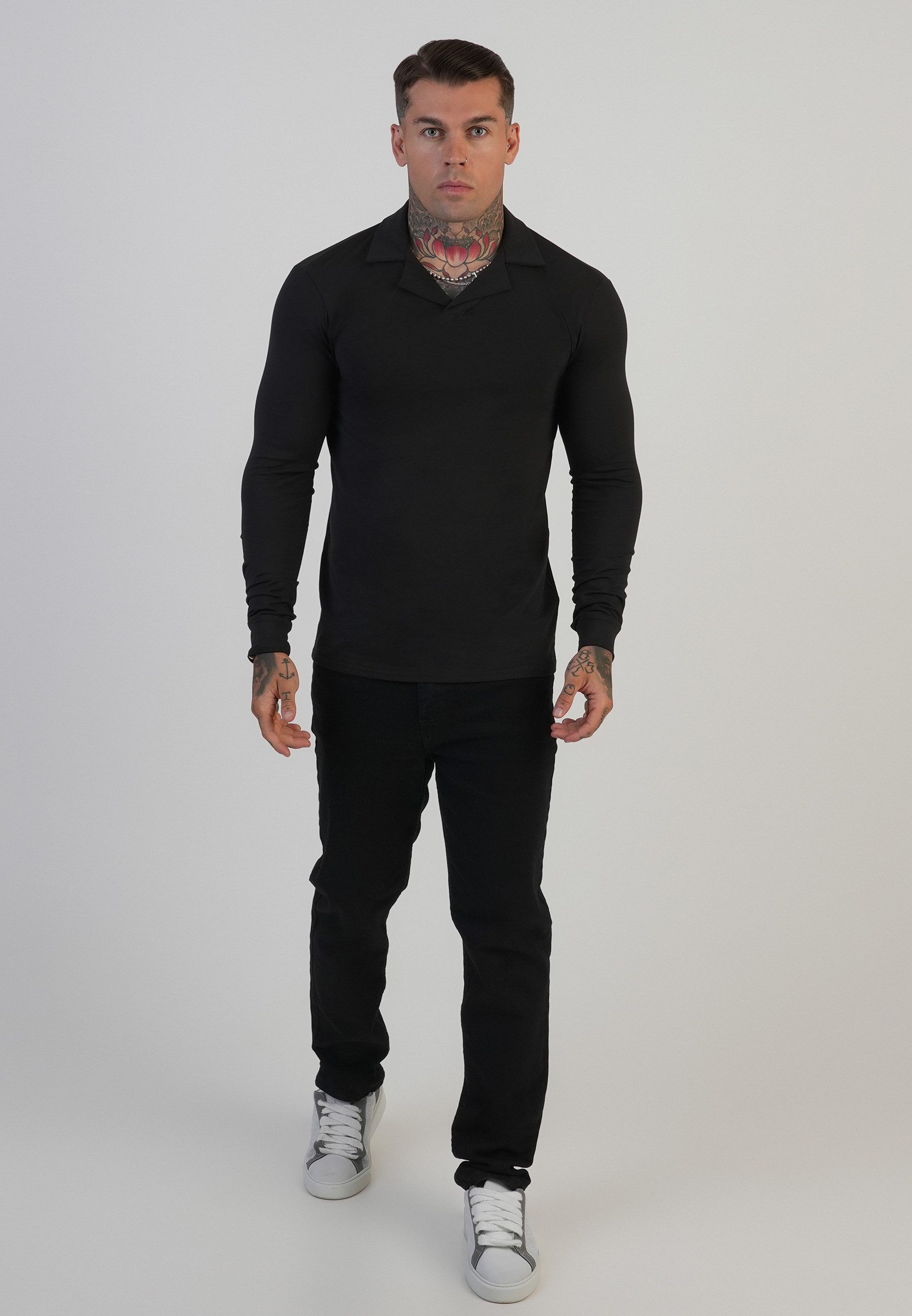 Siksilk T-Shirt SikSilk Herren LS Revere Polo T-Shirt