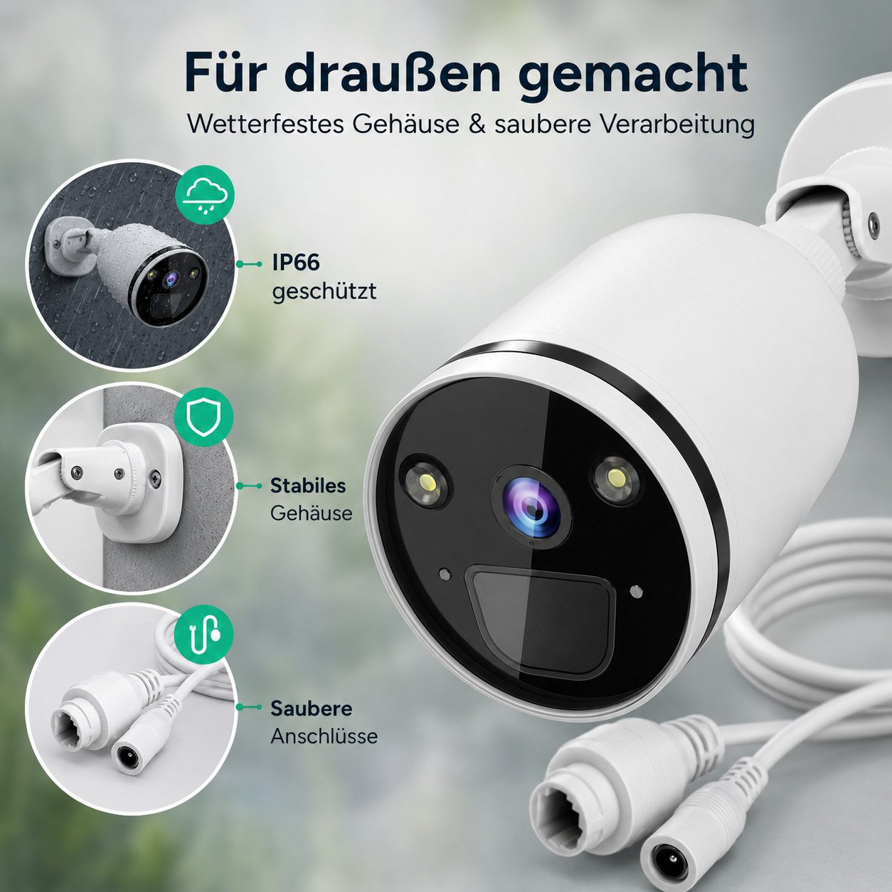 Winees Überwachungskamera (Außenbereich, Intelligente Erkennung, Nachtsicht und Einfache Installation, 1-tlg., 2.4/5GHz 4MP 2K WLAN, mit Spotlight) – Bild 4 von 5