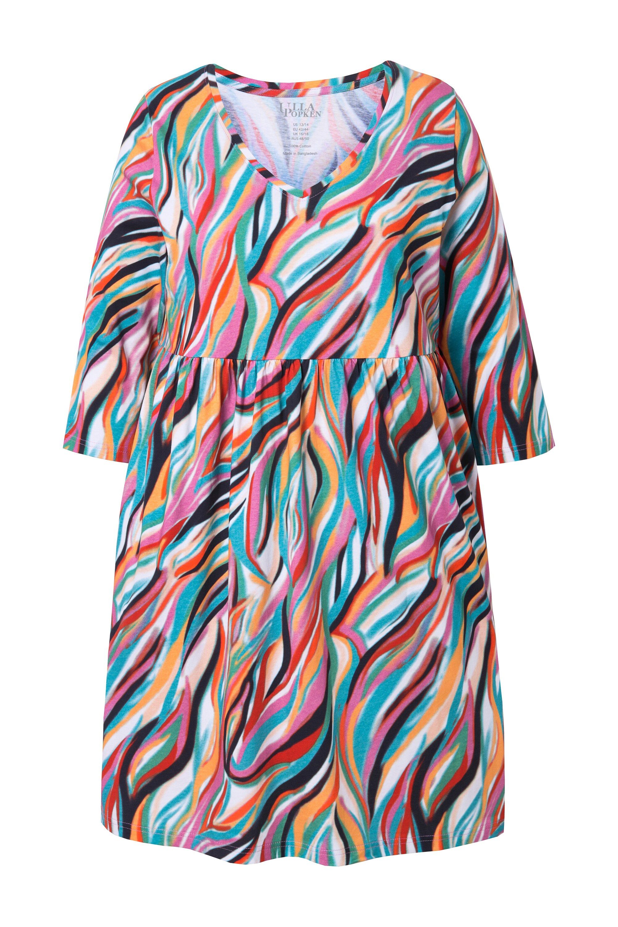 Ulla Popken Jerseykleid Jerseykleid Pinselstrichmuster A-Linie günstig online kaufen