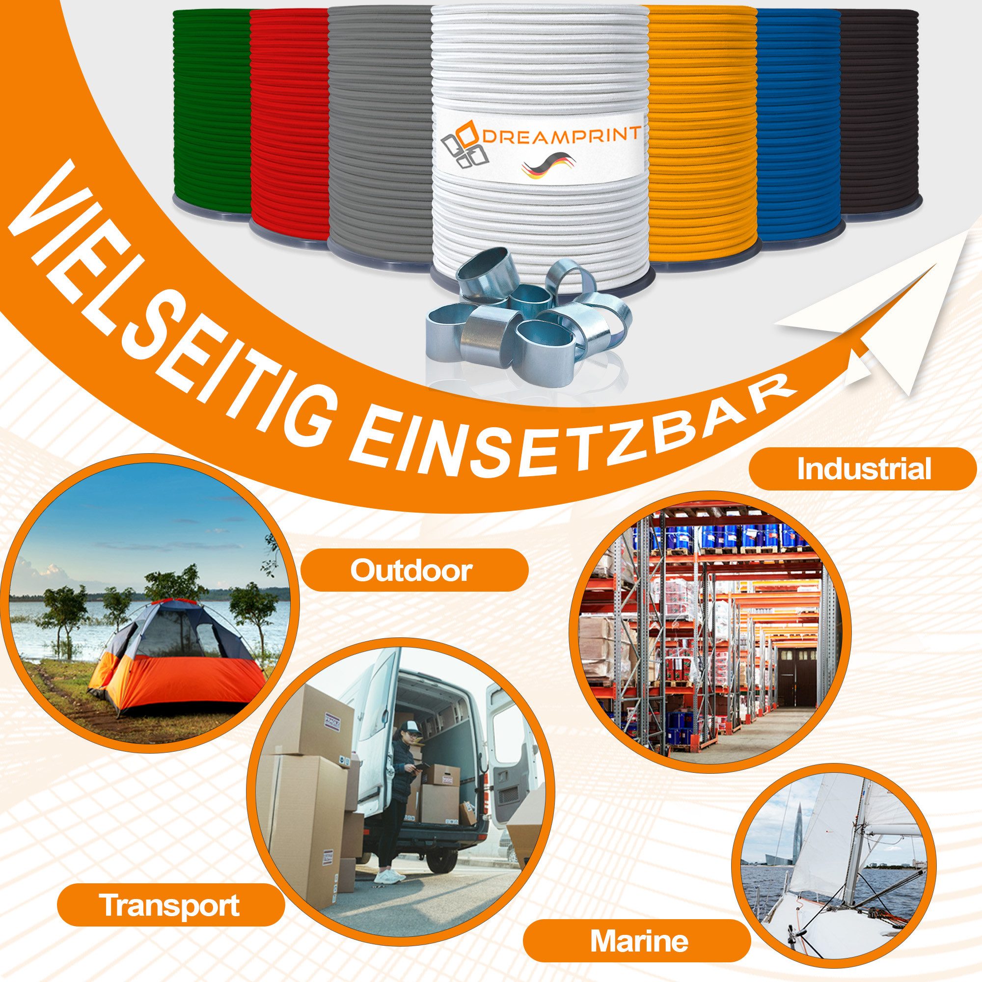 Dreamprint Seil 100x Seilklemmen Set 8mm Pressklemmen, Würgeklemmen, Tauwerkklemme