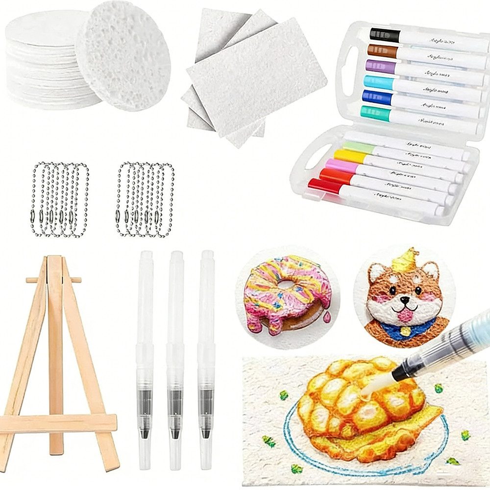CLTYQ Kreativset Schaum Textur Malset für Kinder, 3d Schaumstoff Malset,Geschenk, (46-tlg), DIY Kunstzubehör, magisches Puffy Paint für Schaumtextur Malerei