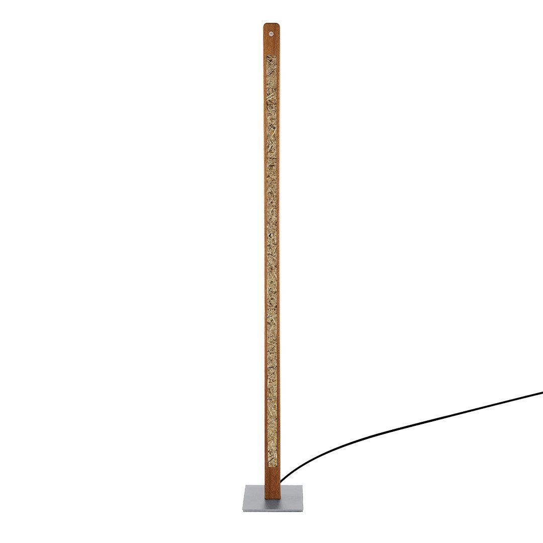 HerzBlut LED Stehlampe Karl H LED mit Almwiesenheuapplikation, Alu LED-Leiste Acryl, satiniert