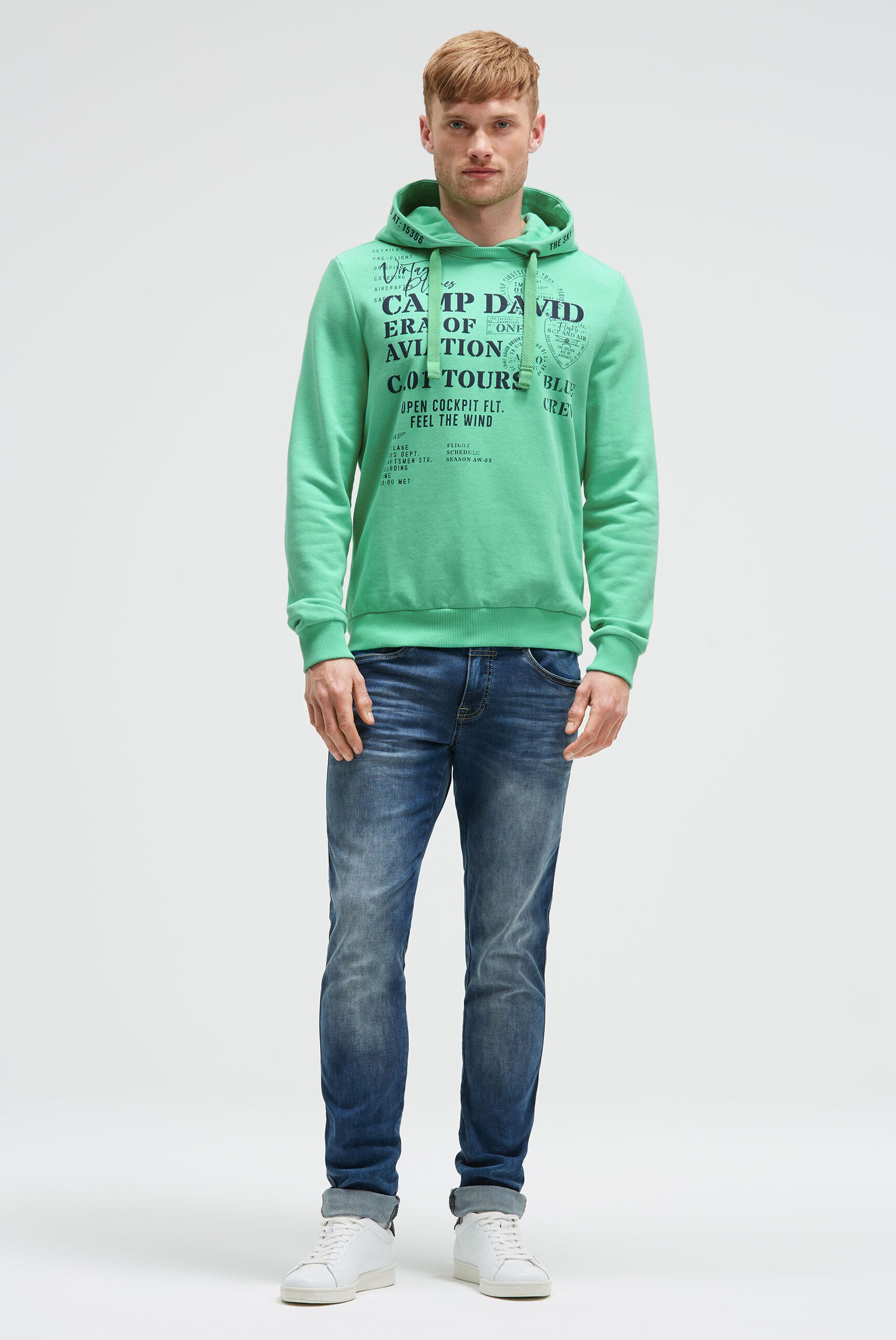 CAMP DAVID Kapuzensweatshirt mit Kontrastnähten