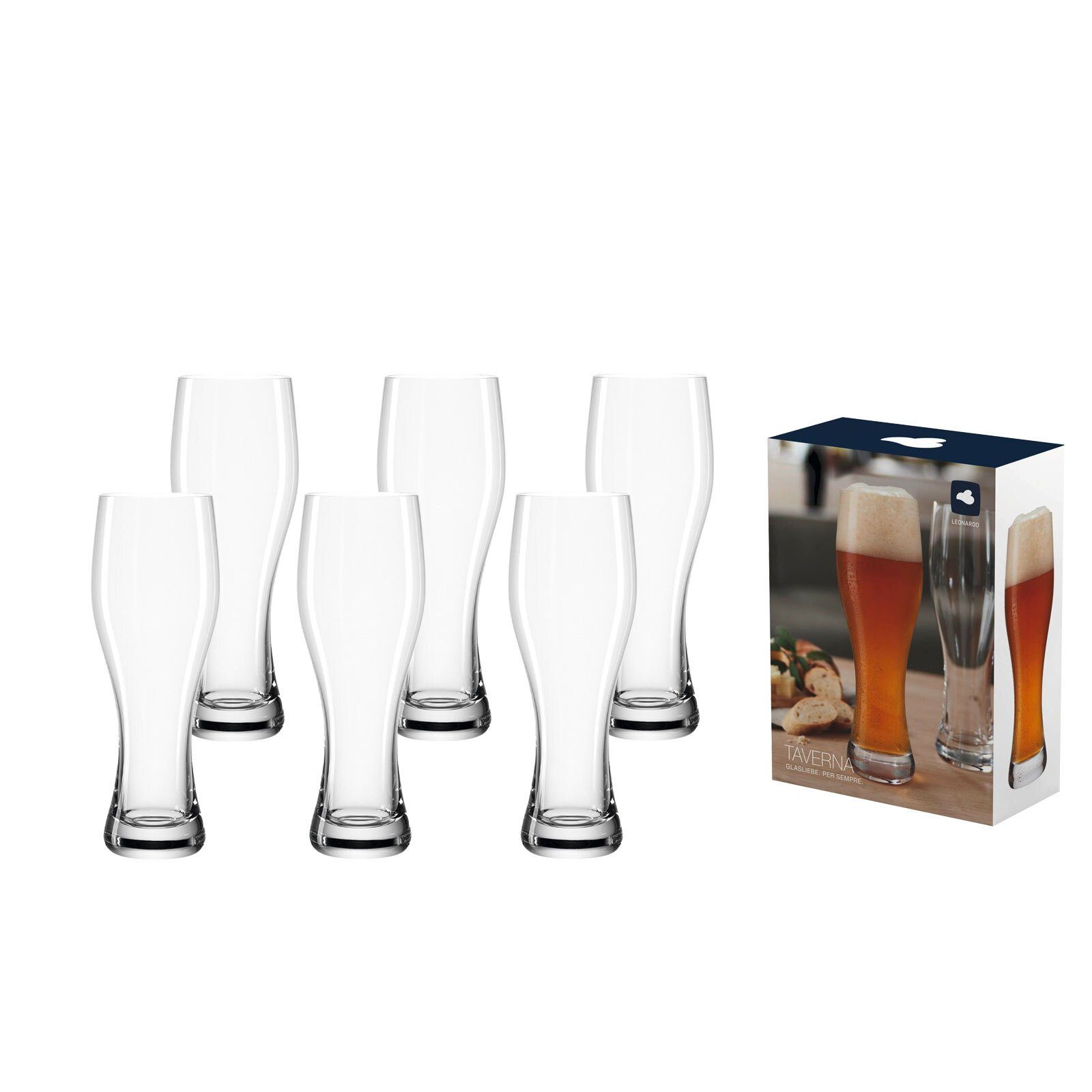 LEONARDO Bierglas Taverna Weizenbiergläser 330 ml 6er Set, 6-tlg., Glas