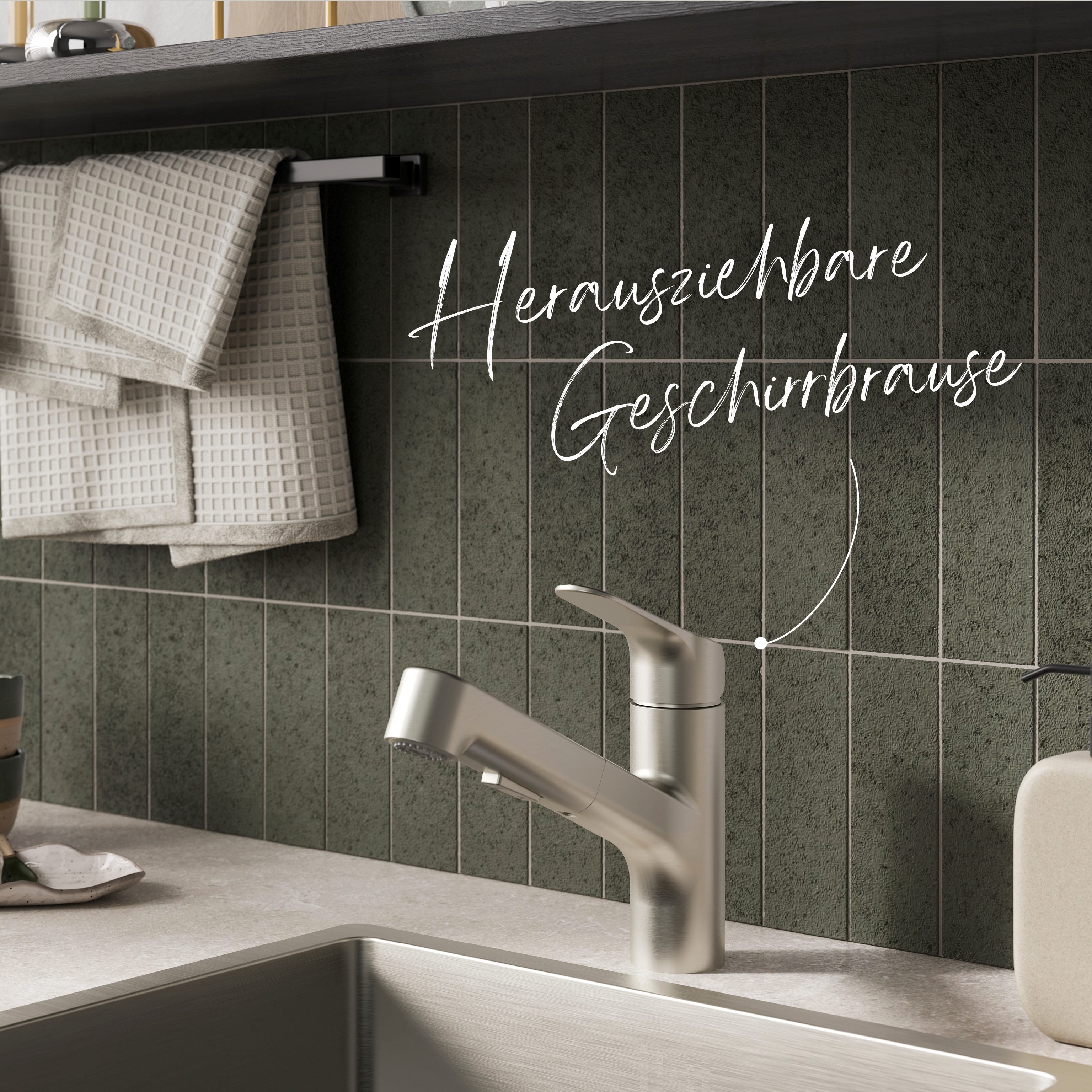 Lenz Küchenarmatur KOA herausziehbare Brause, Nickelfrei