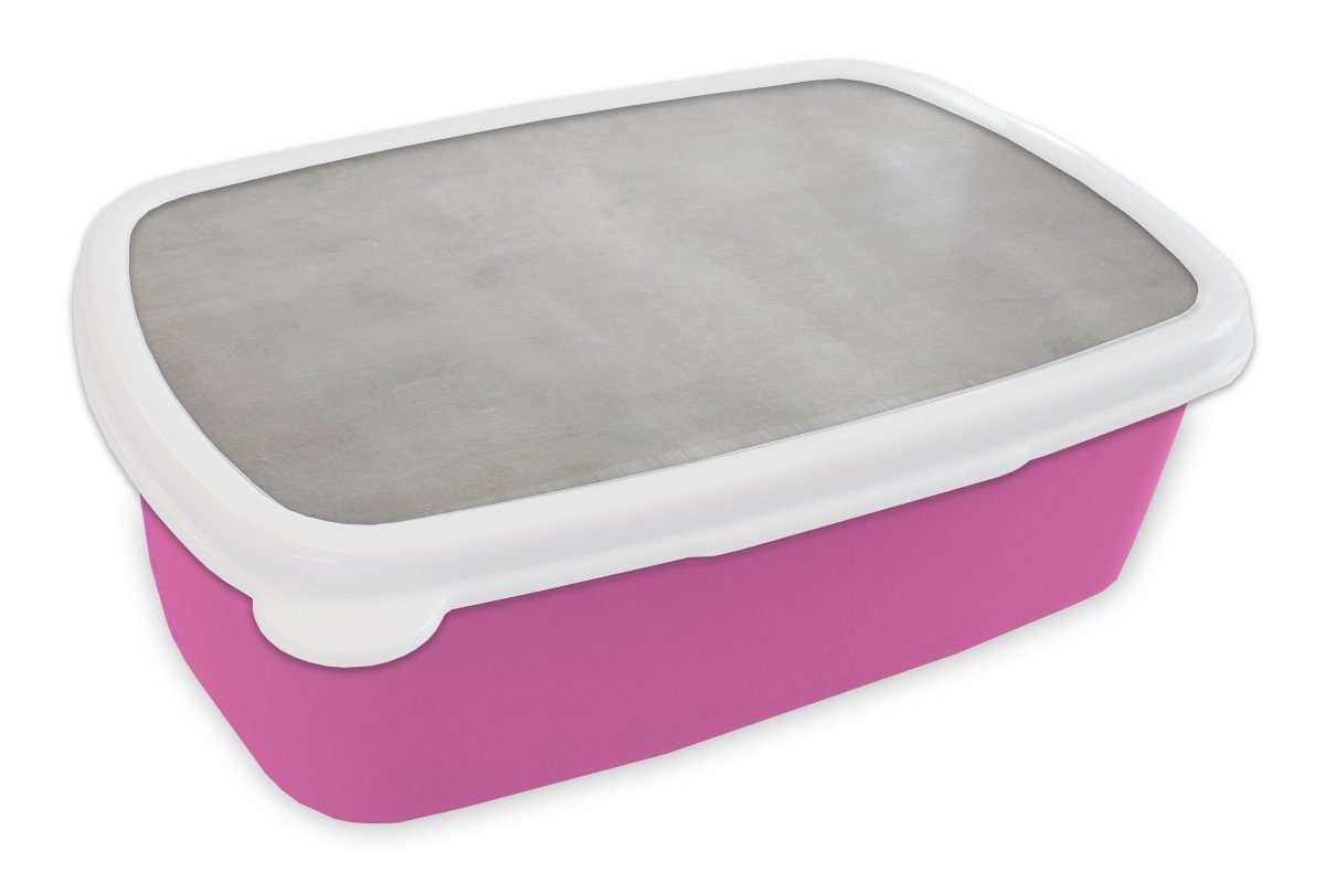 MuchoWow Lunchbox Beton - Grau - Zement - Industriell - Strukturiert, Kunststoff, (2-tlg), Brotbox für Erwachsene, Brotdose Kinder, Snackbox, Mädchen, Kunststoff rosa