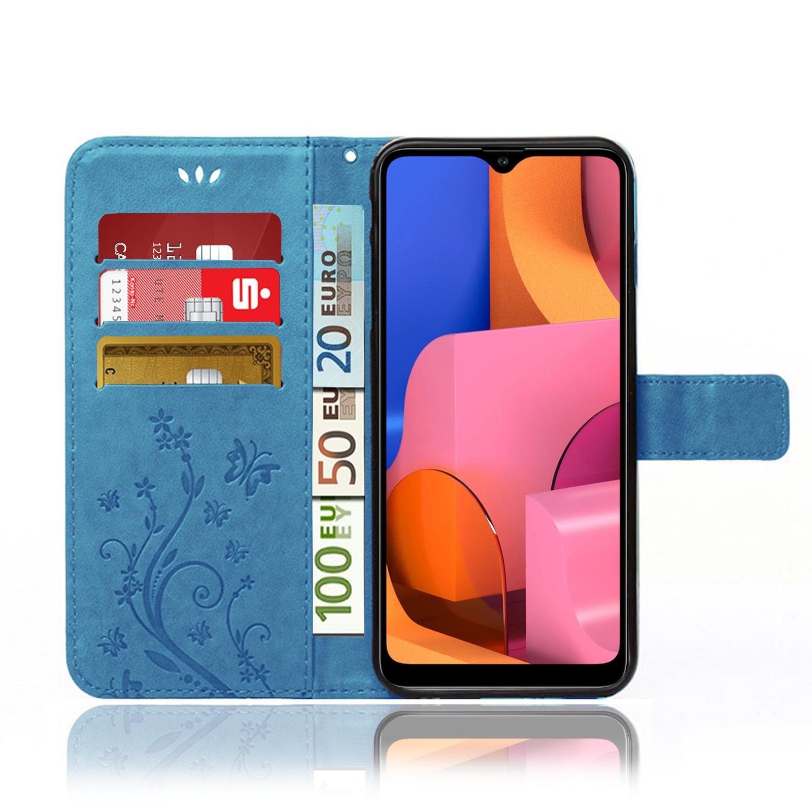 Numerva Handyhülle Bookstyle Flower Handytasche Schutzhülle für Samsung Galaxy A20s, Klapphülle Flip Cover mit Blumenmuster