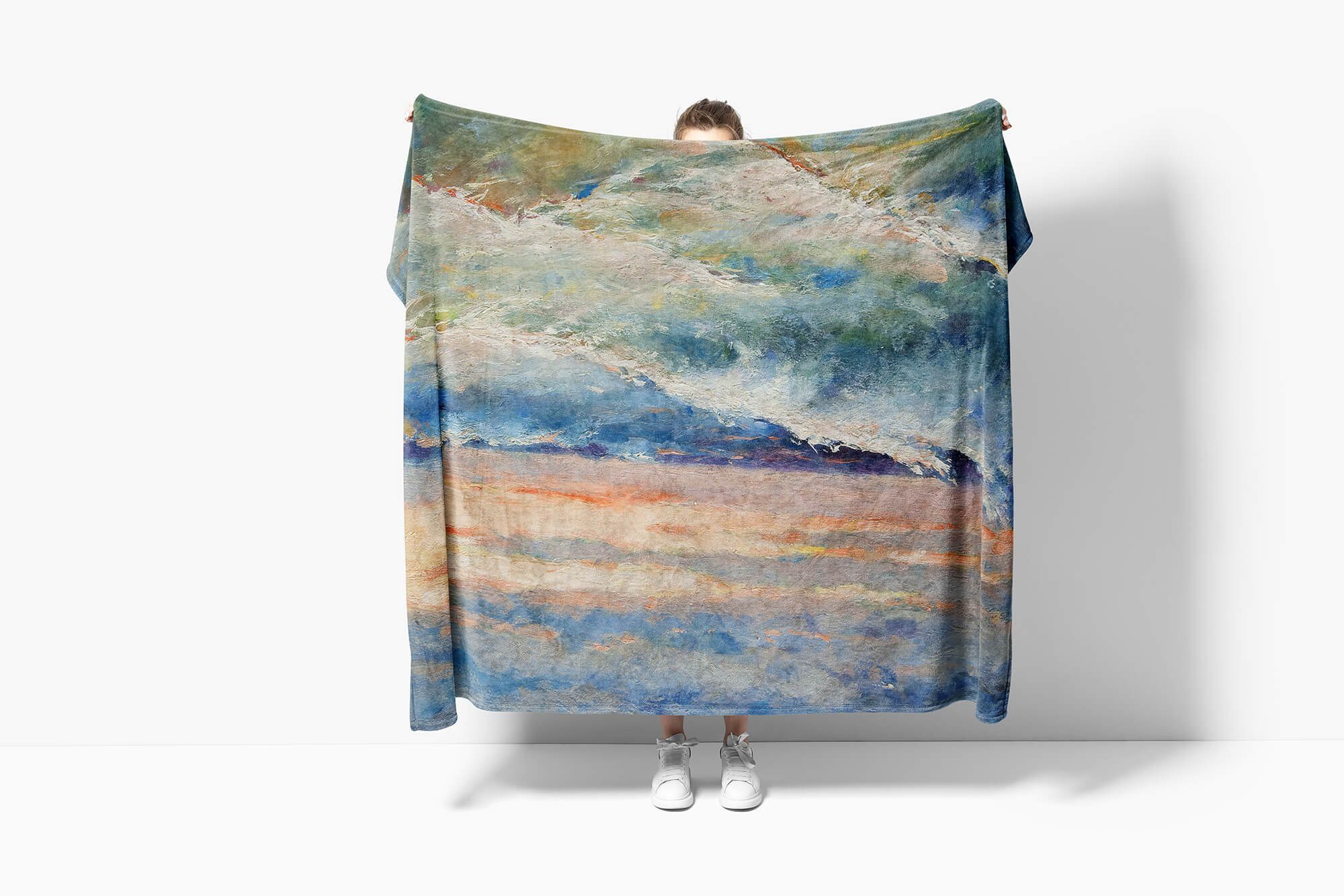Sinus Art Fotomotiv Strandhandtuch mit Kuscheldecke Handtuch Abstra, Handtücher (1-St), Saunatuch Wellen Meer Baumwolle-Polyester-Mix Handtuch