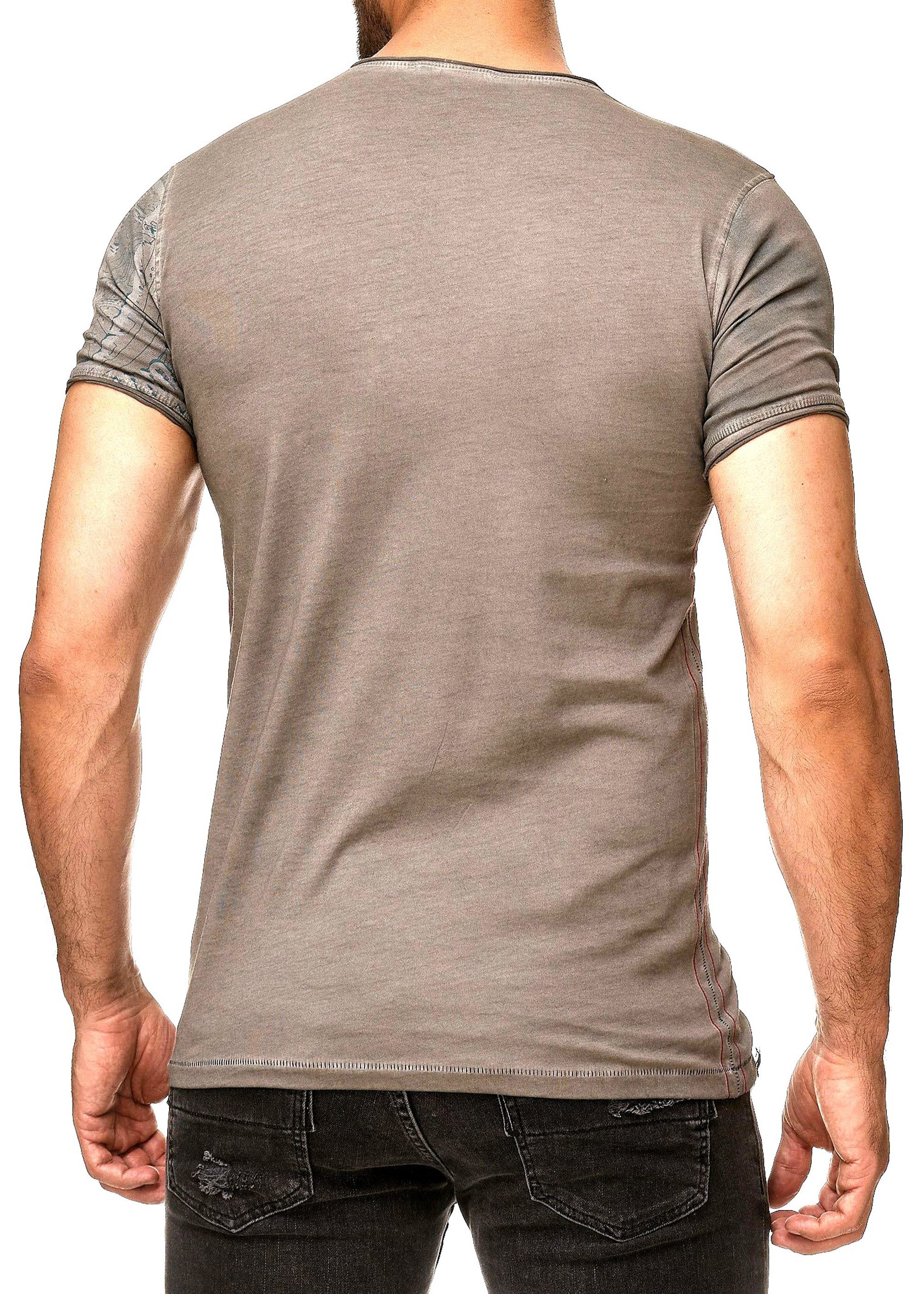 R-NEAL T-Shirt T-Shirt Washed Streetwear Printed Sale Verwaschenes Kurzarm günstig online kaufen