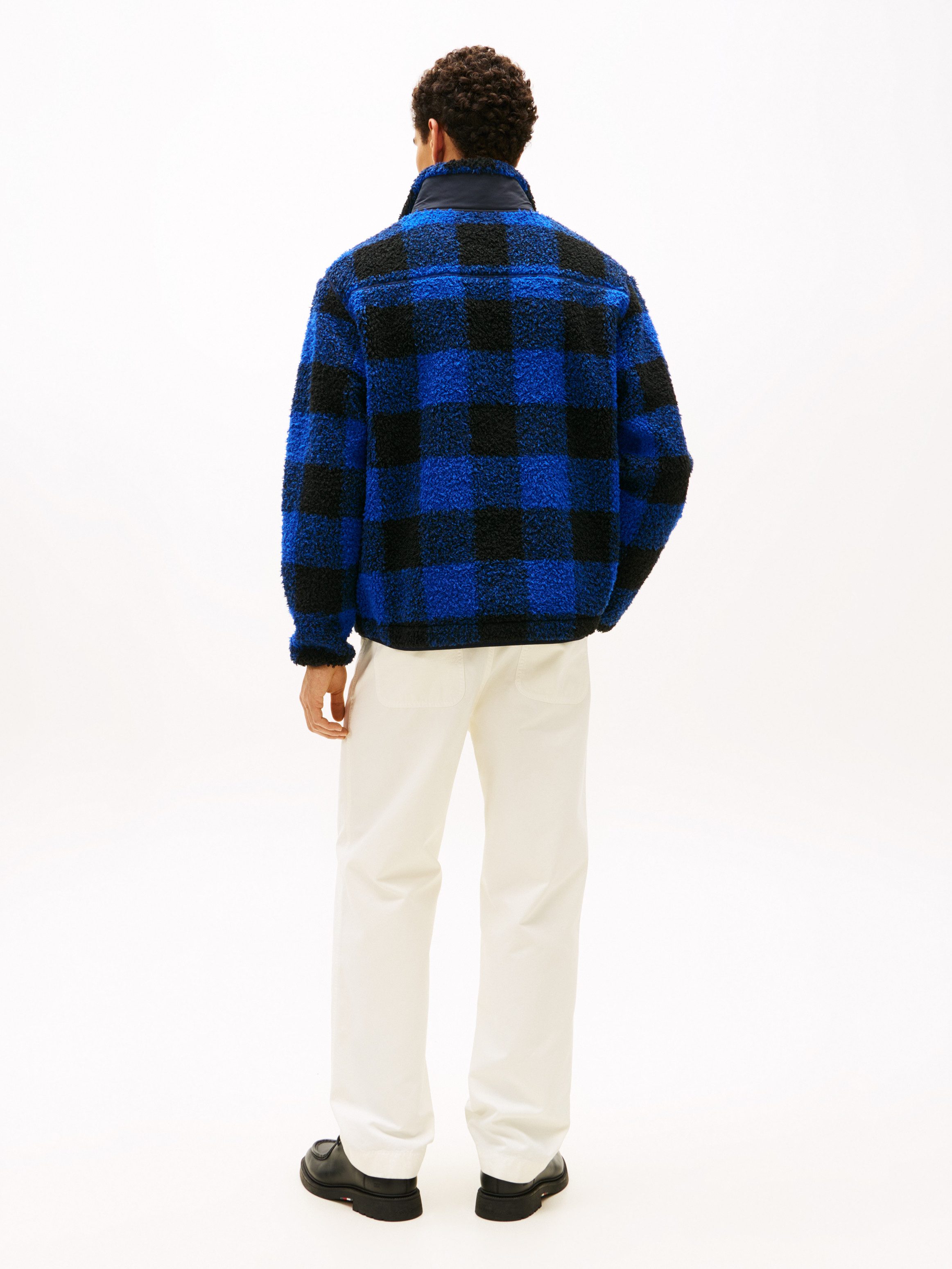 Tommy Hilfiger Fleecepullover TEDDY FLEECE CHECK PULL OVER Regular fit mit Rundhalsausschnitt